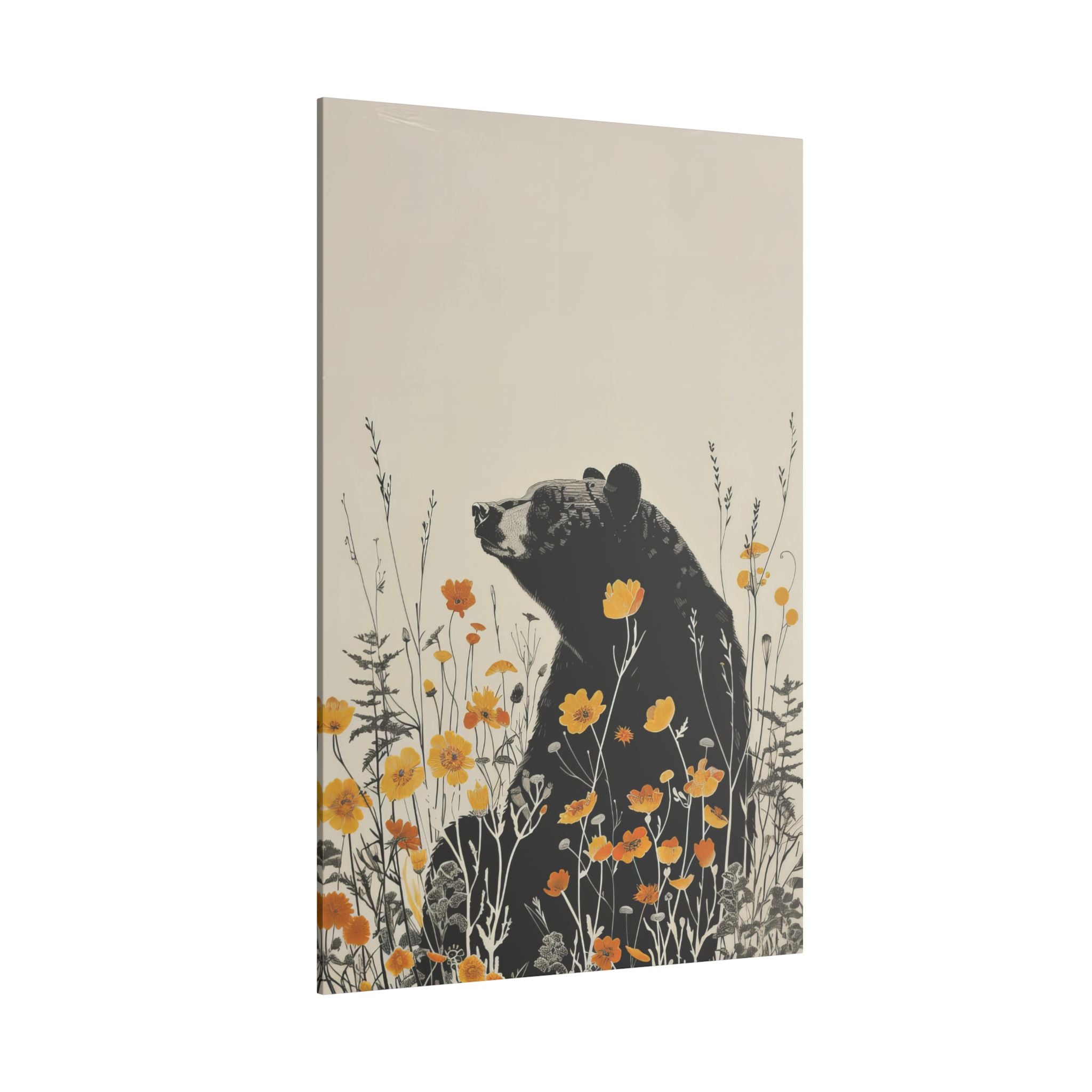 .75" Matte Canvas - Black Bear in Wildflowers