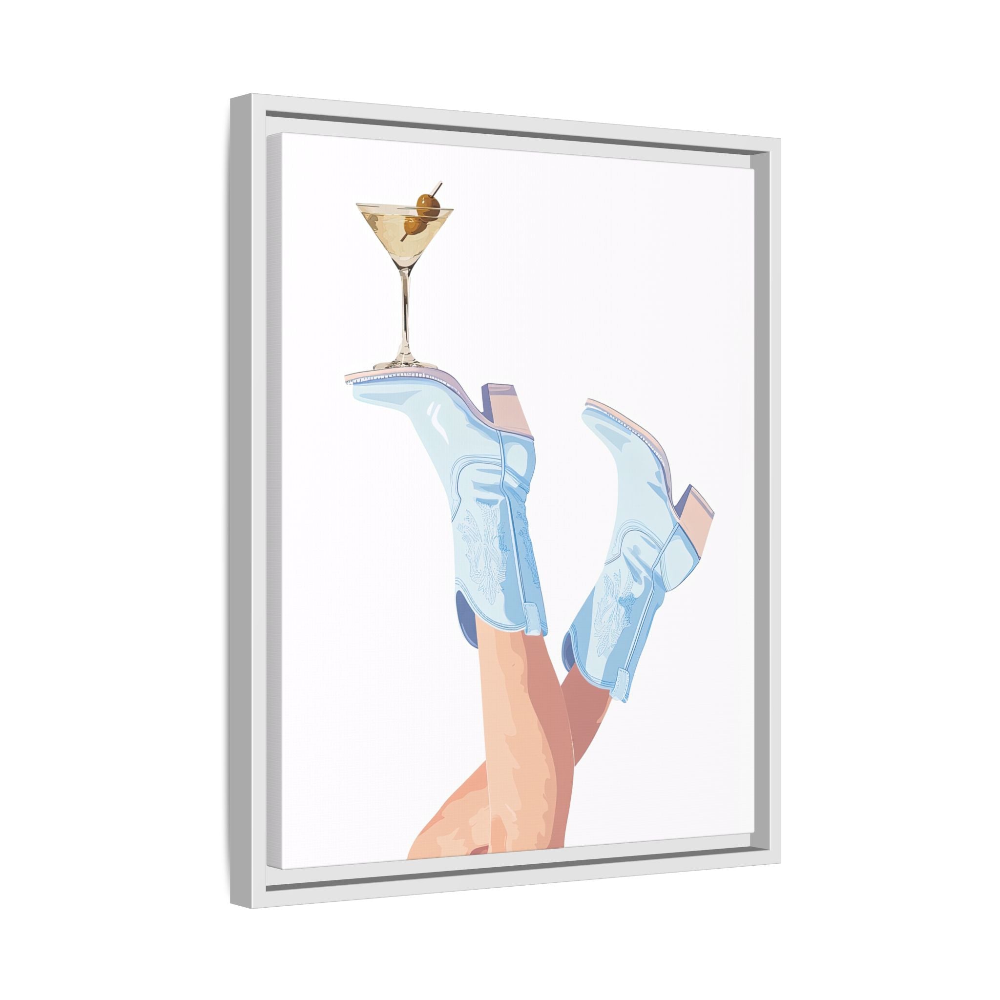 Framed Canvas - Boots Up, Cheers Babe