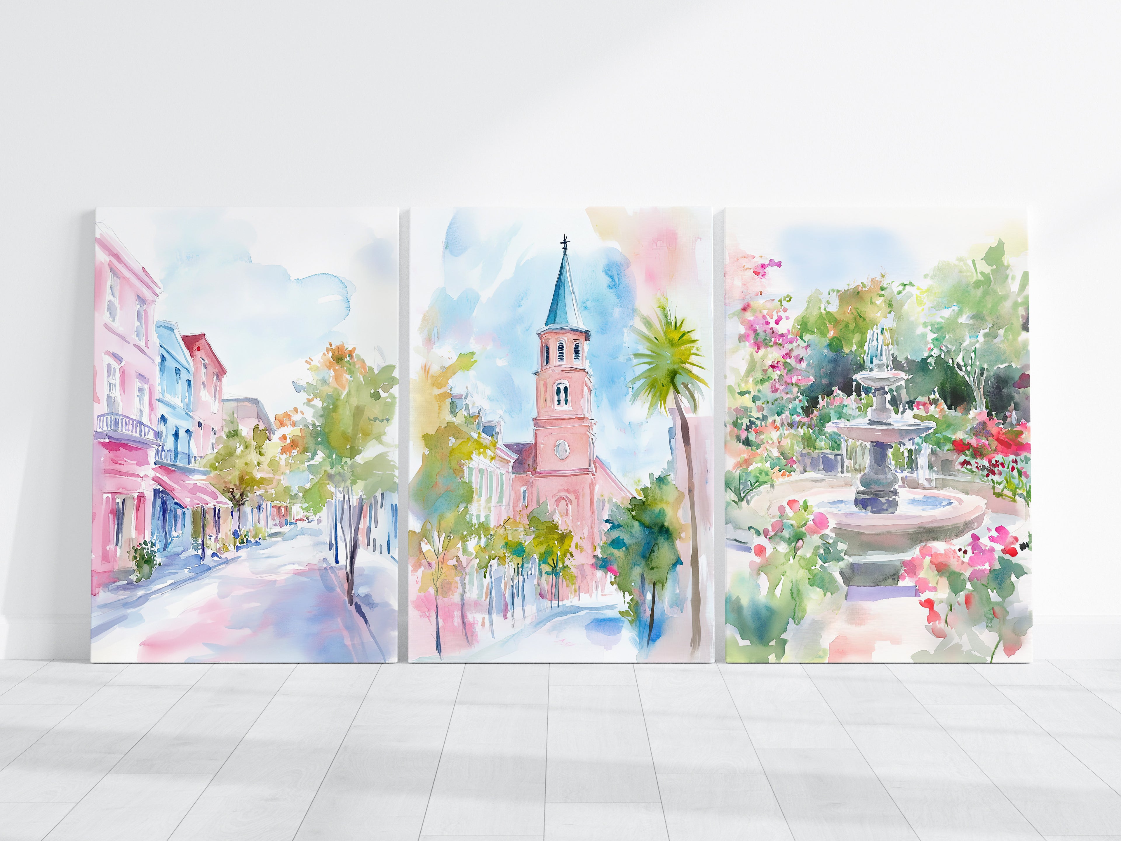.75" Matte Canvas - Charleston Steeple in Pastel Haze