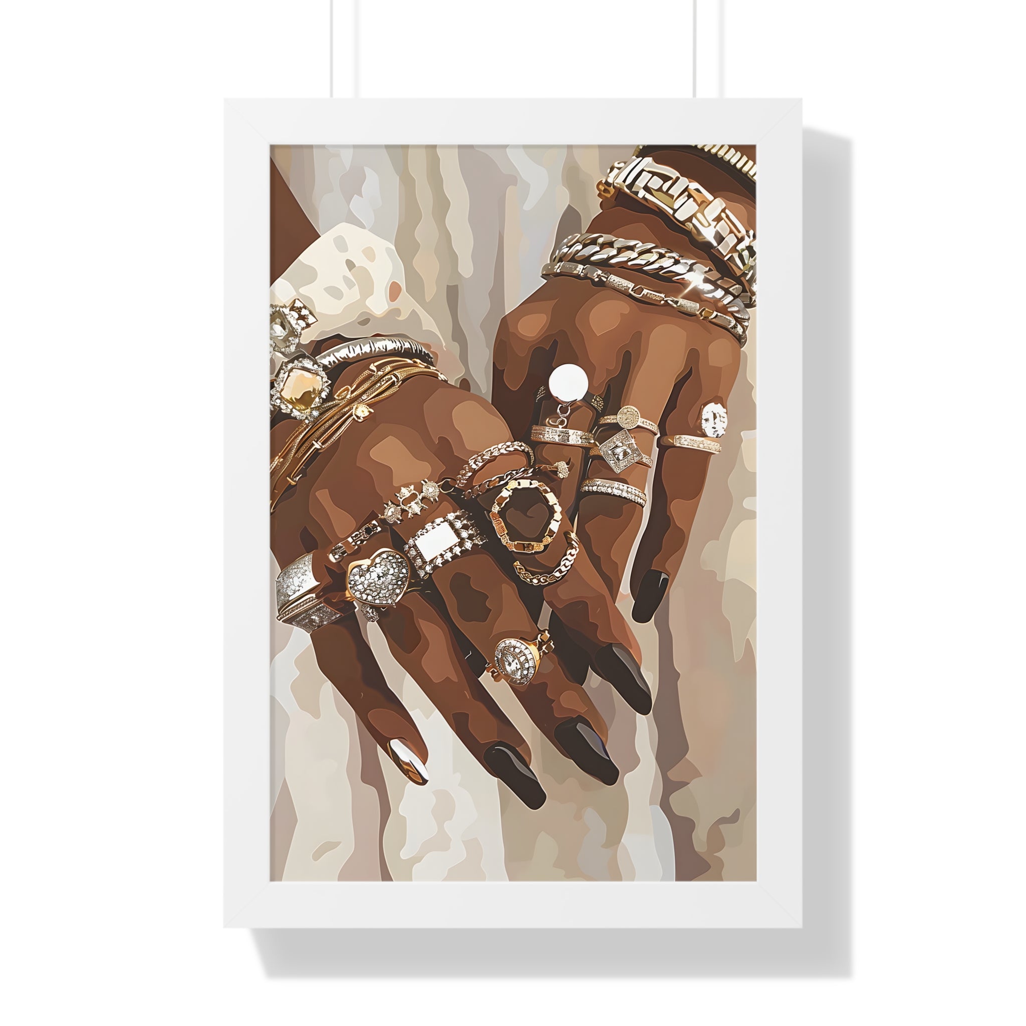 Framed Paper Print - Layered Luxe Jewelry Hands
