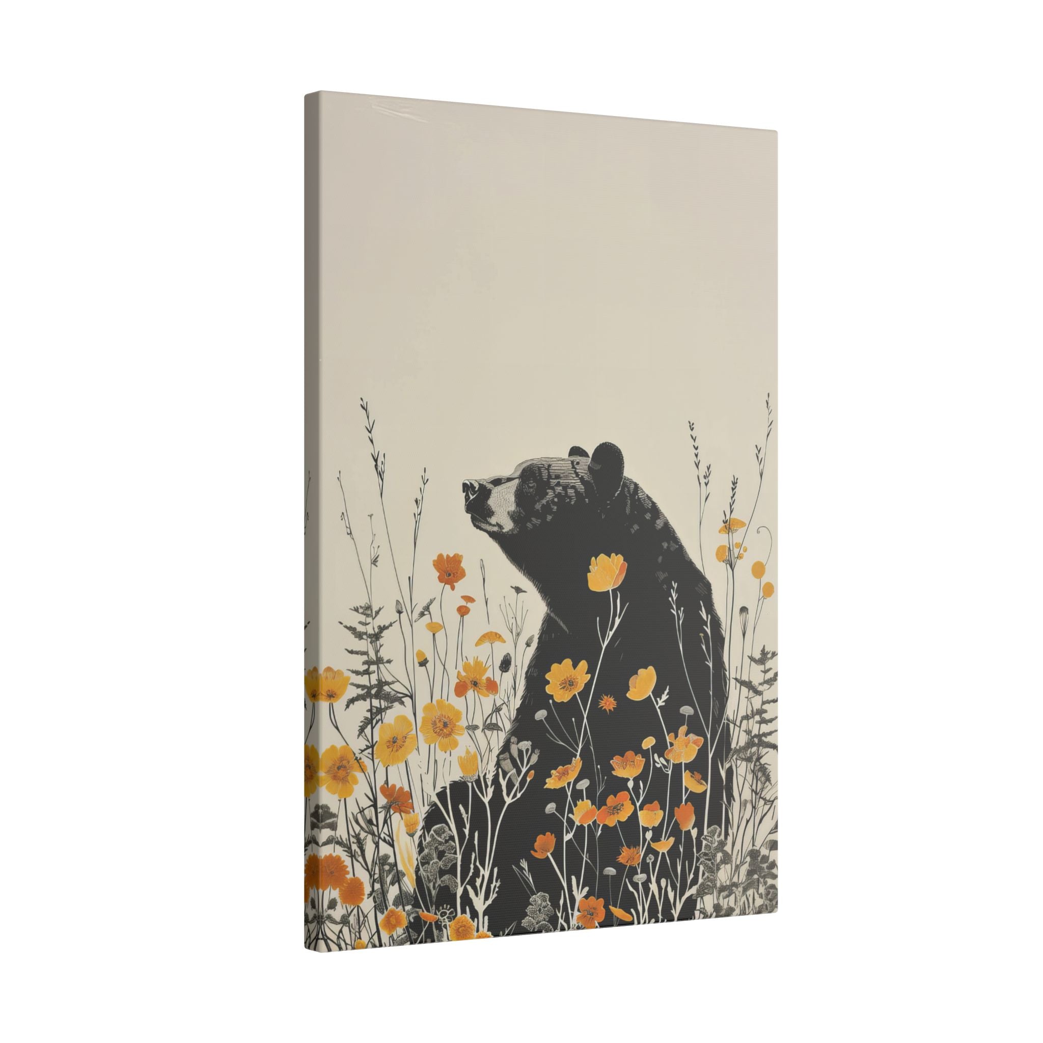 .75" Matte Canvas - Black Bear in Wildflowers
