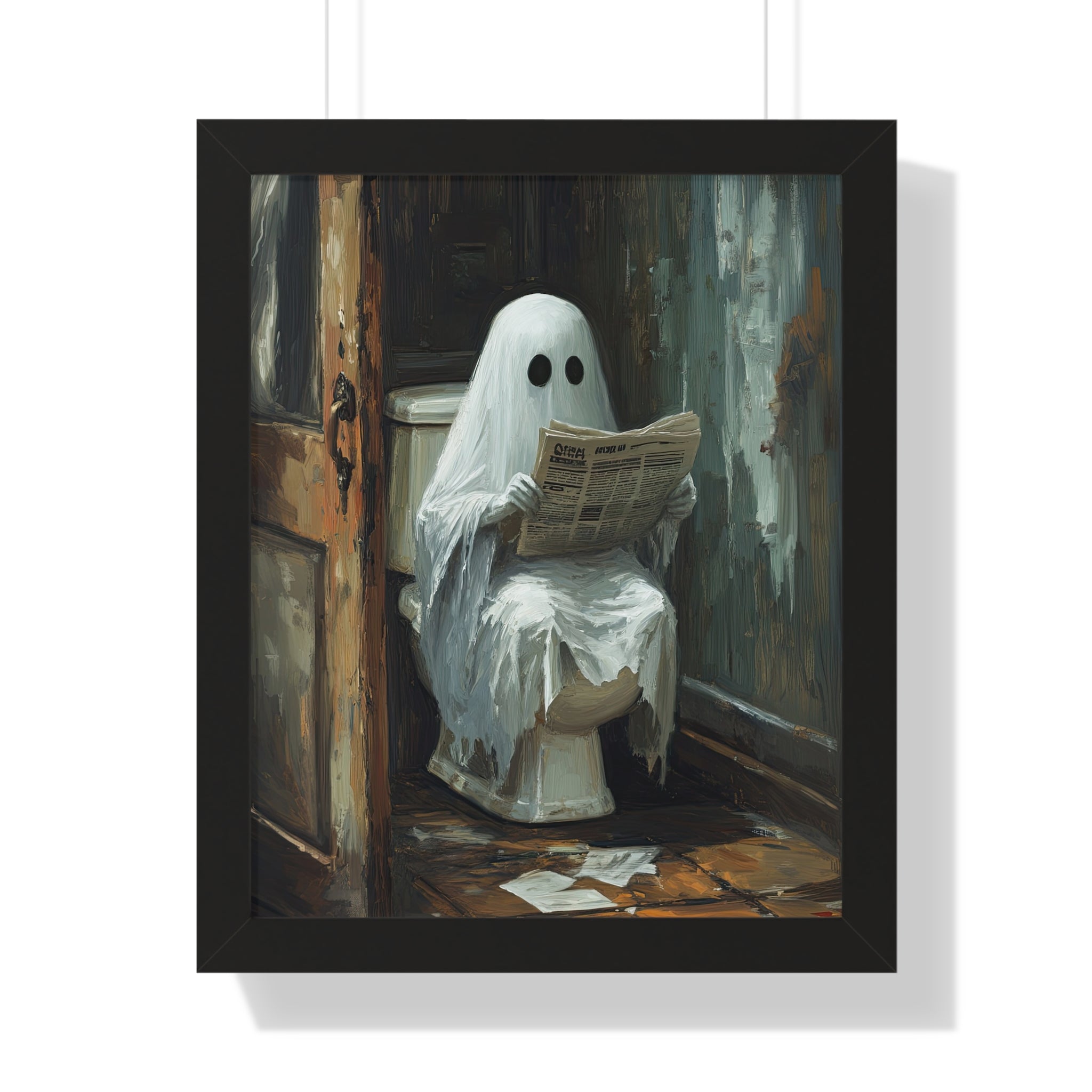 Framed Paper Print - Ghostly Bathroom Break