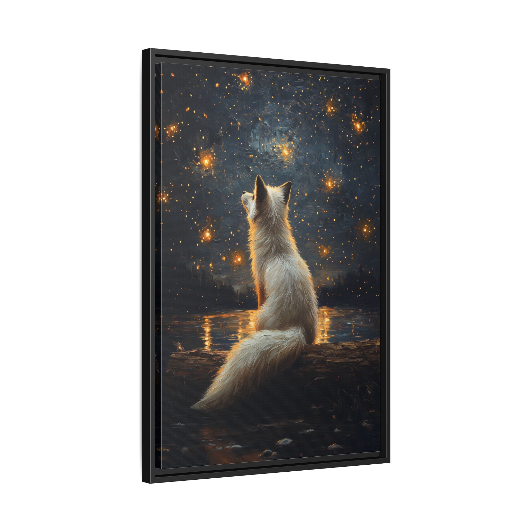 Framed Canvas - Stargazing Fox Reverie