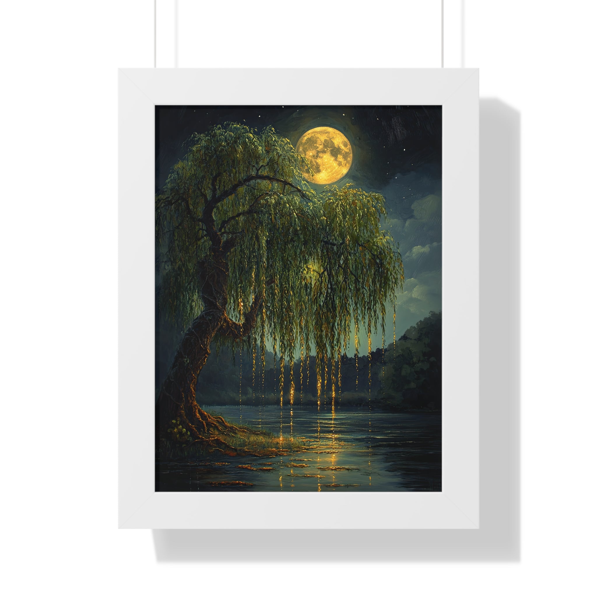 Framed Paper Print - Moonlit Willow Glow