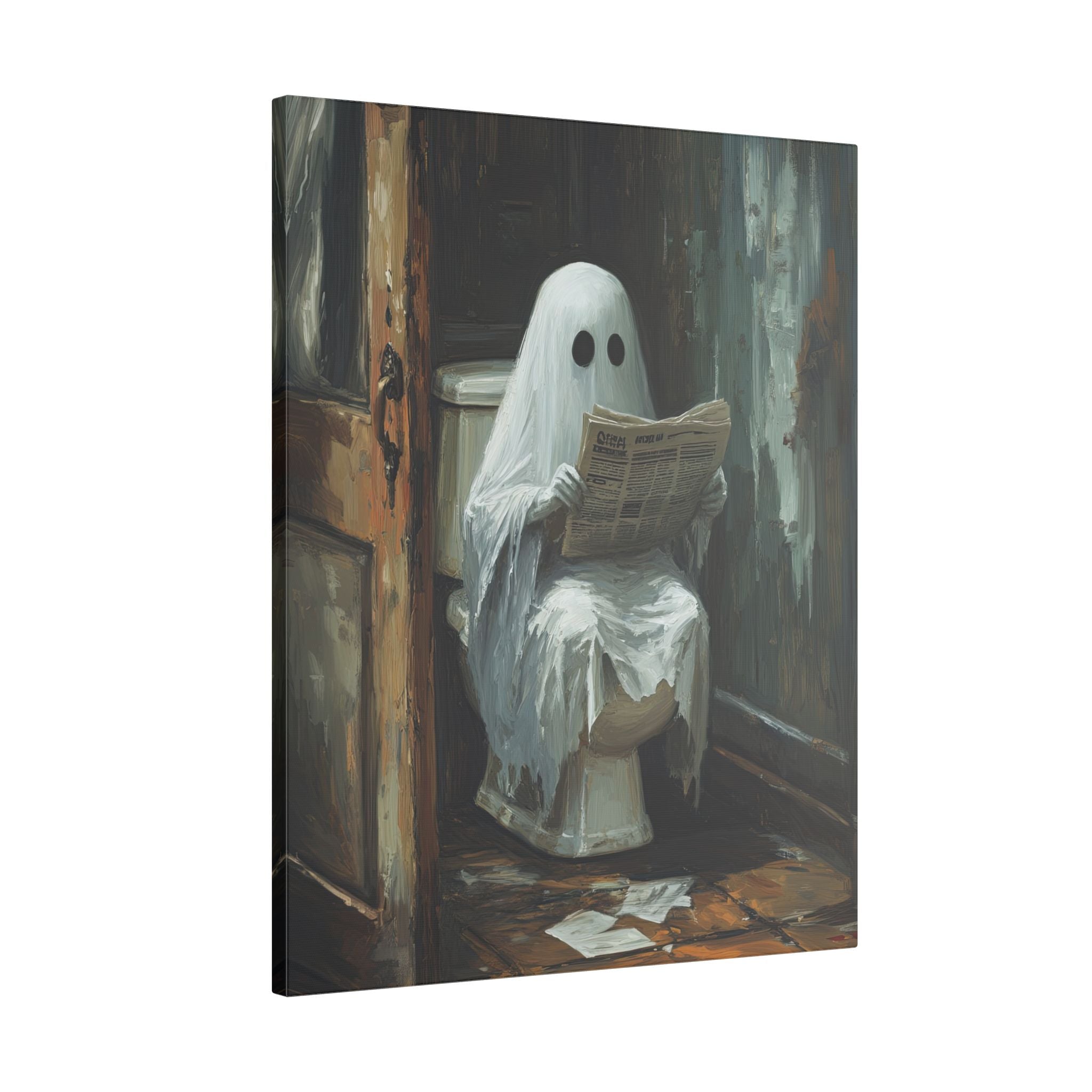 .75" Matte Canvas - Ghostly Bathroom Break