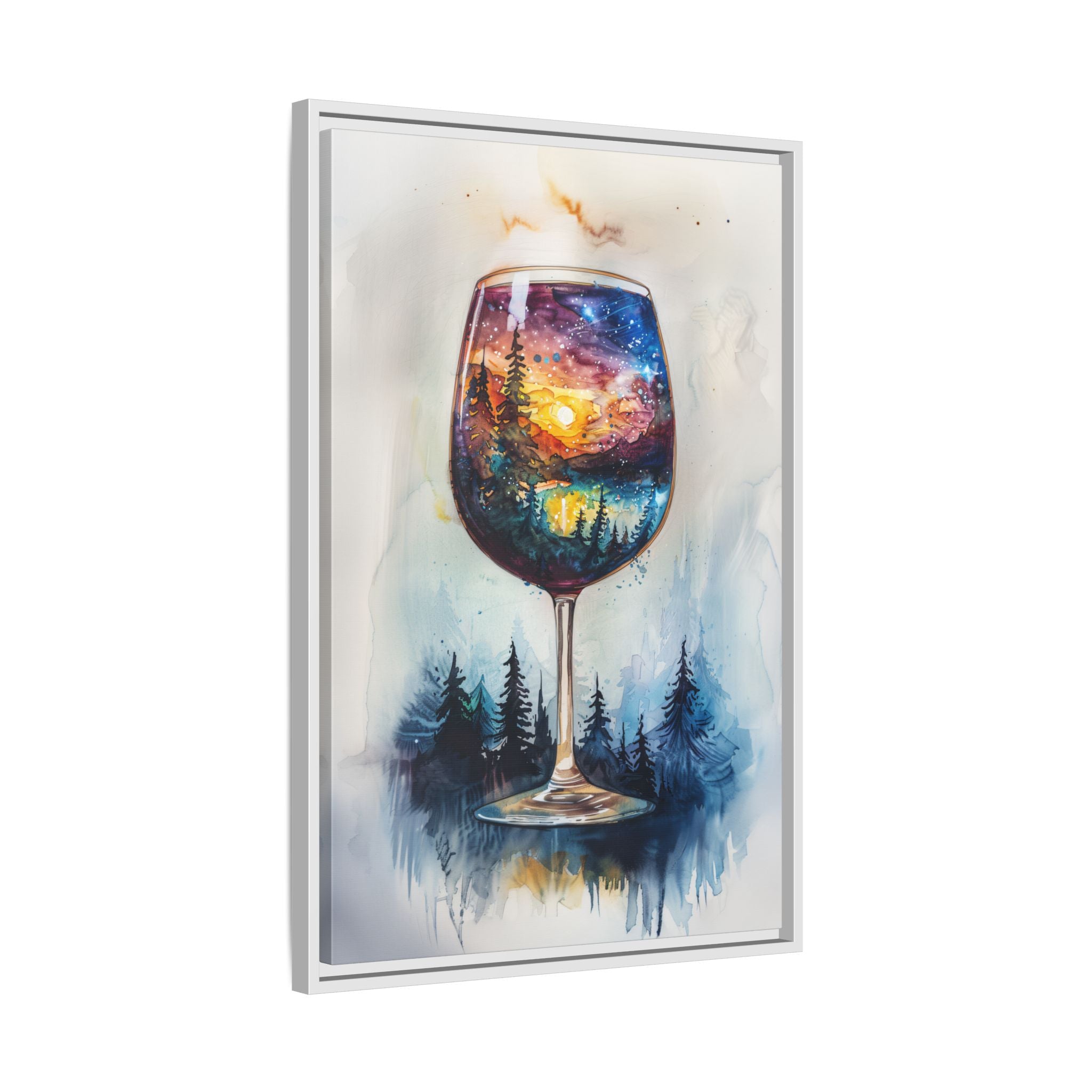 Framed Canvas - Galaxy Within the Wine Glass