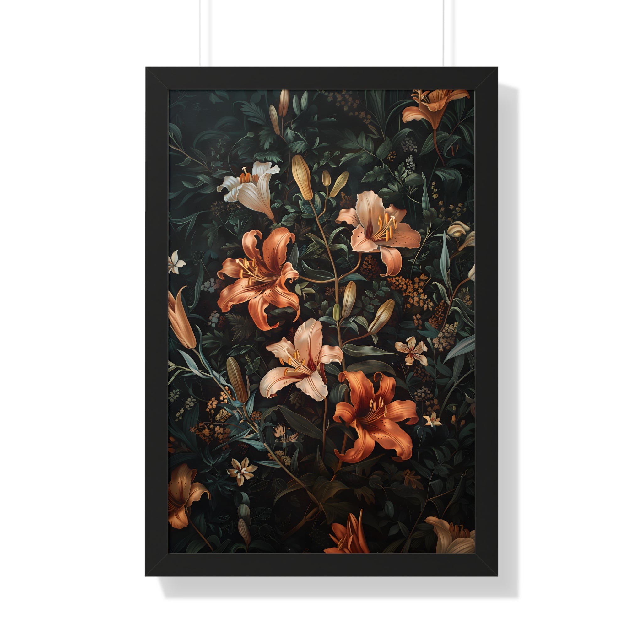 Framed Paper Print - Elegant Blooming Lilies