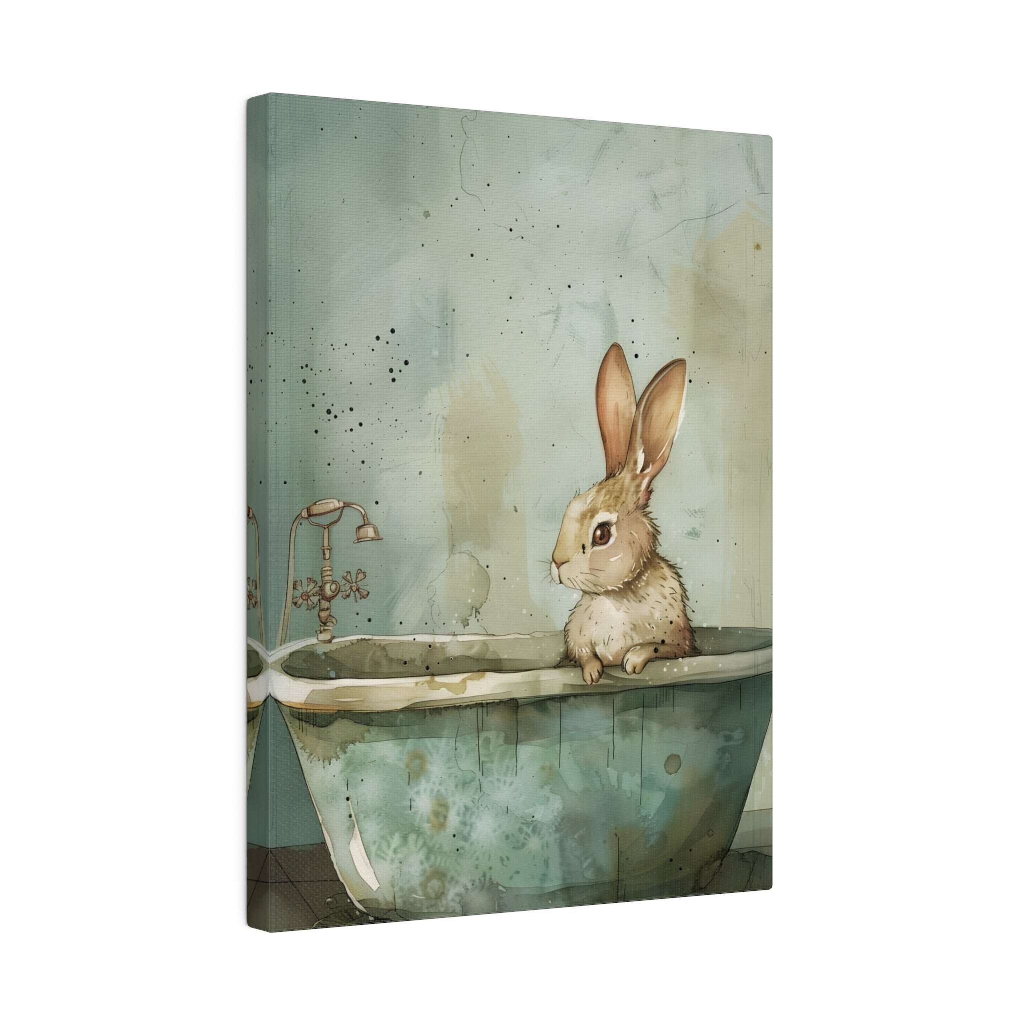 .75" Matte Canvas - Bunny Bath Day Whimsy