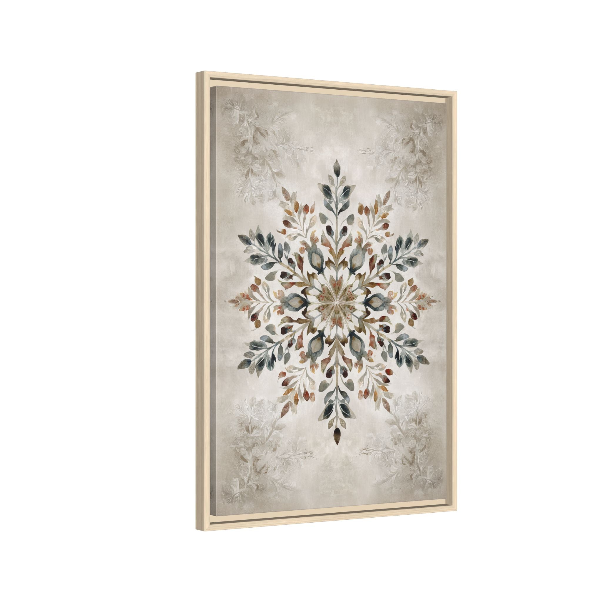 Framed Canvas - Nordic Botanical Snowflake