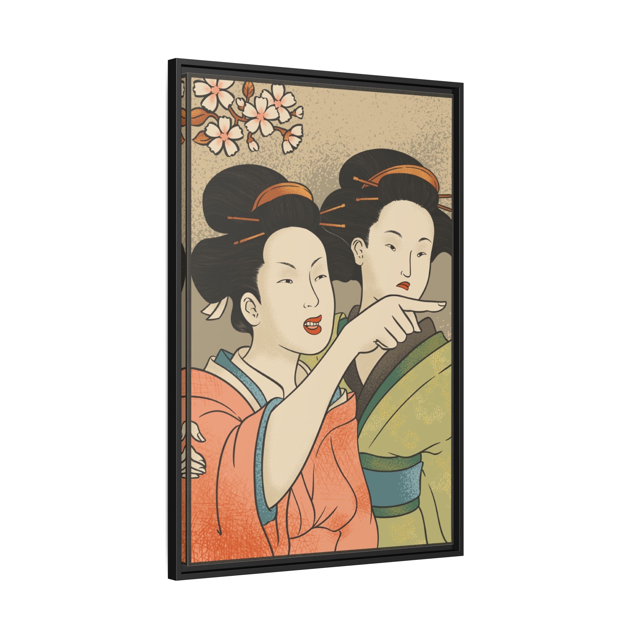 Framed Canvas - Japanese Woman Yells at Cat
