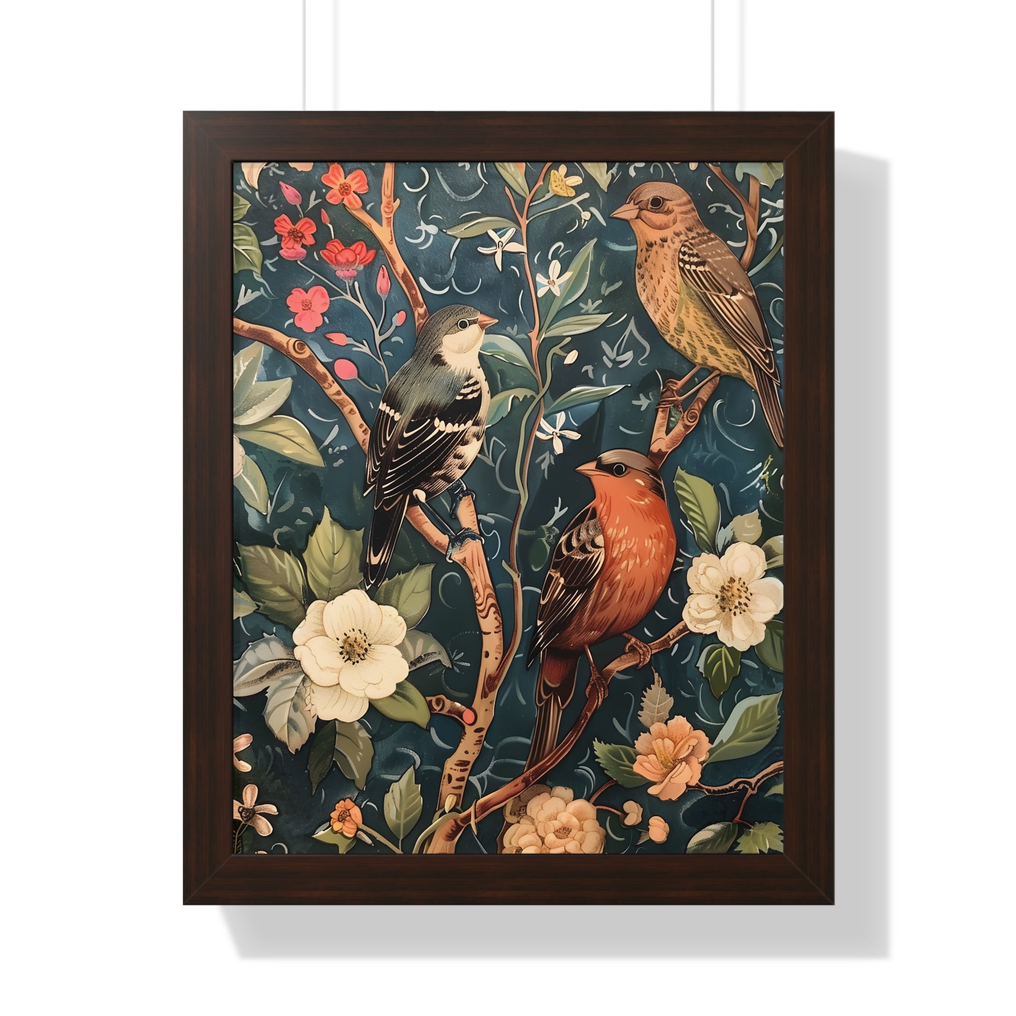 Framed Paper Print - Robin and Sparrow Symphony