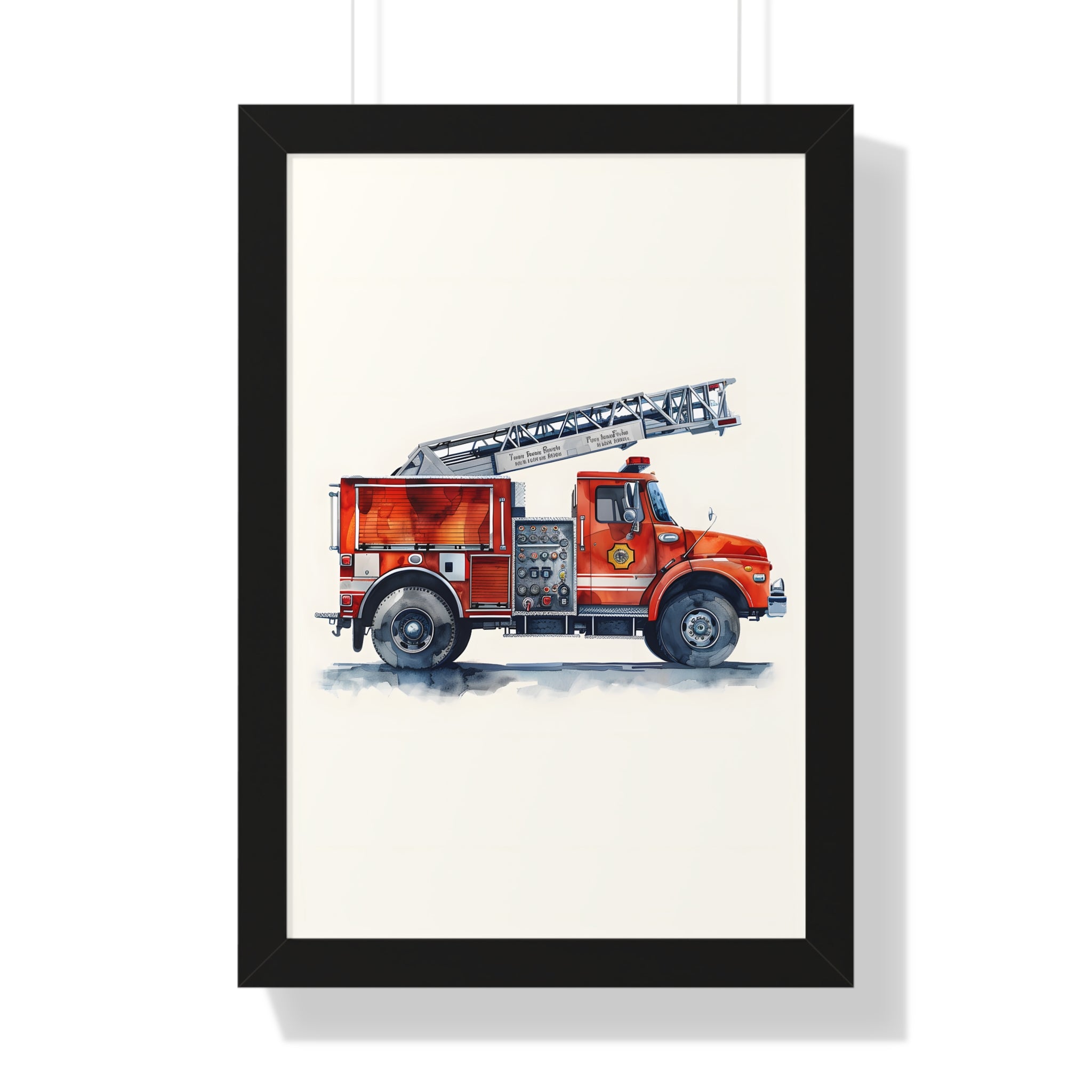 Framed Paper Print - Ladder Firetruck Nursery