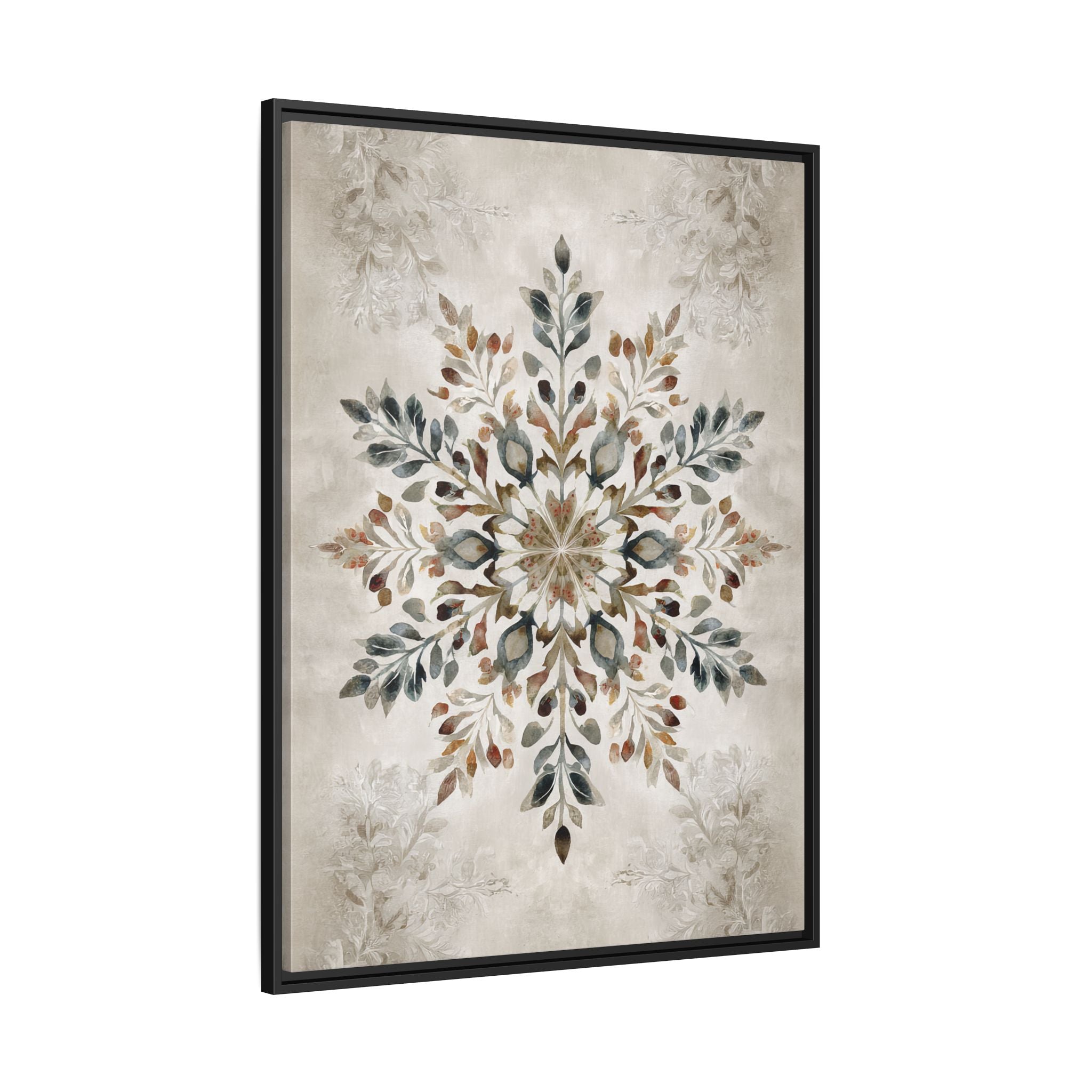 Framed Canvas - Nordic Botanical Snowflake