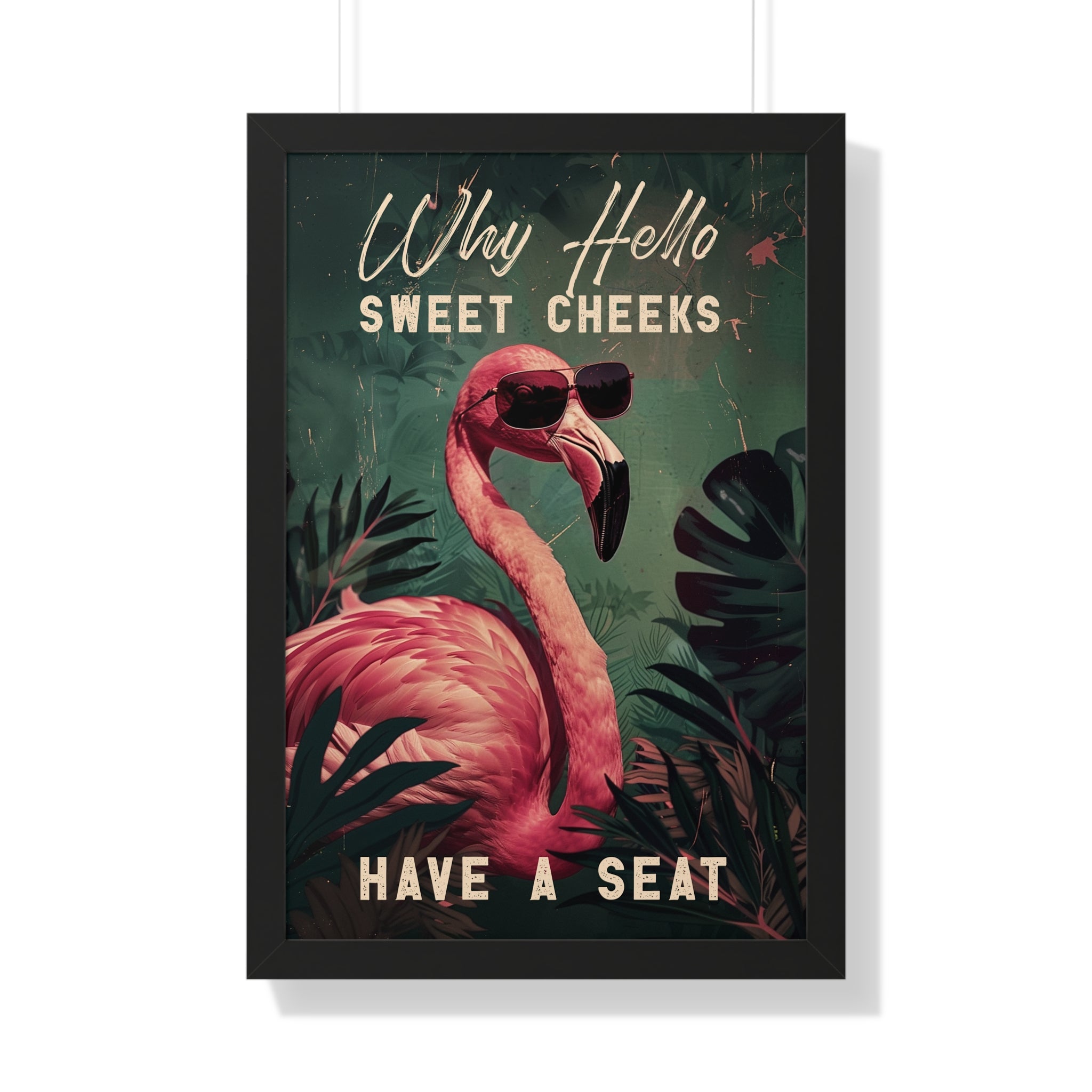 Framed Paper Print - Sweet Cheeks Flamingo Welcome