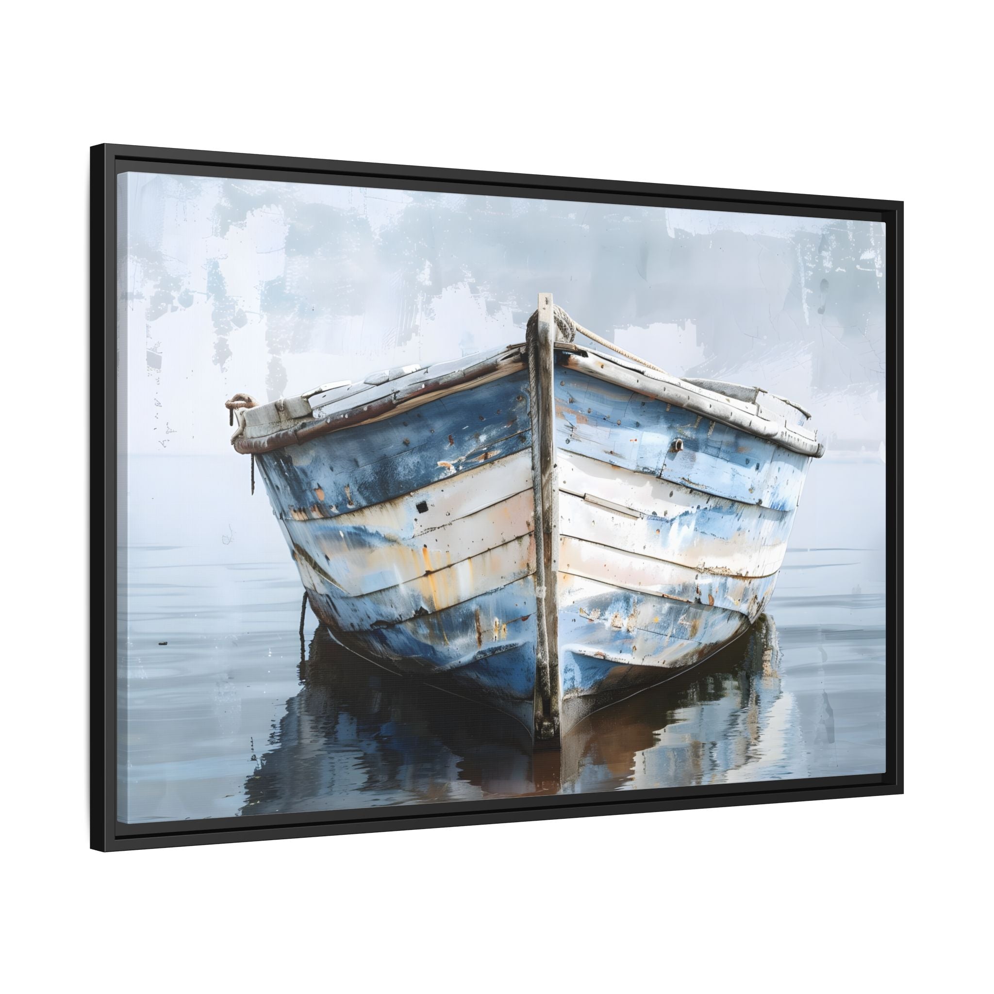 Framed Canvas - Weathered Harbor Boat