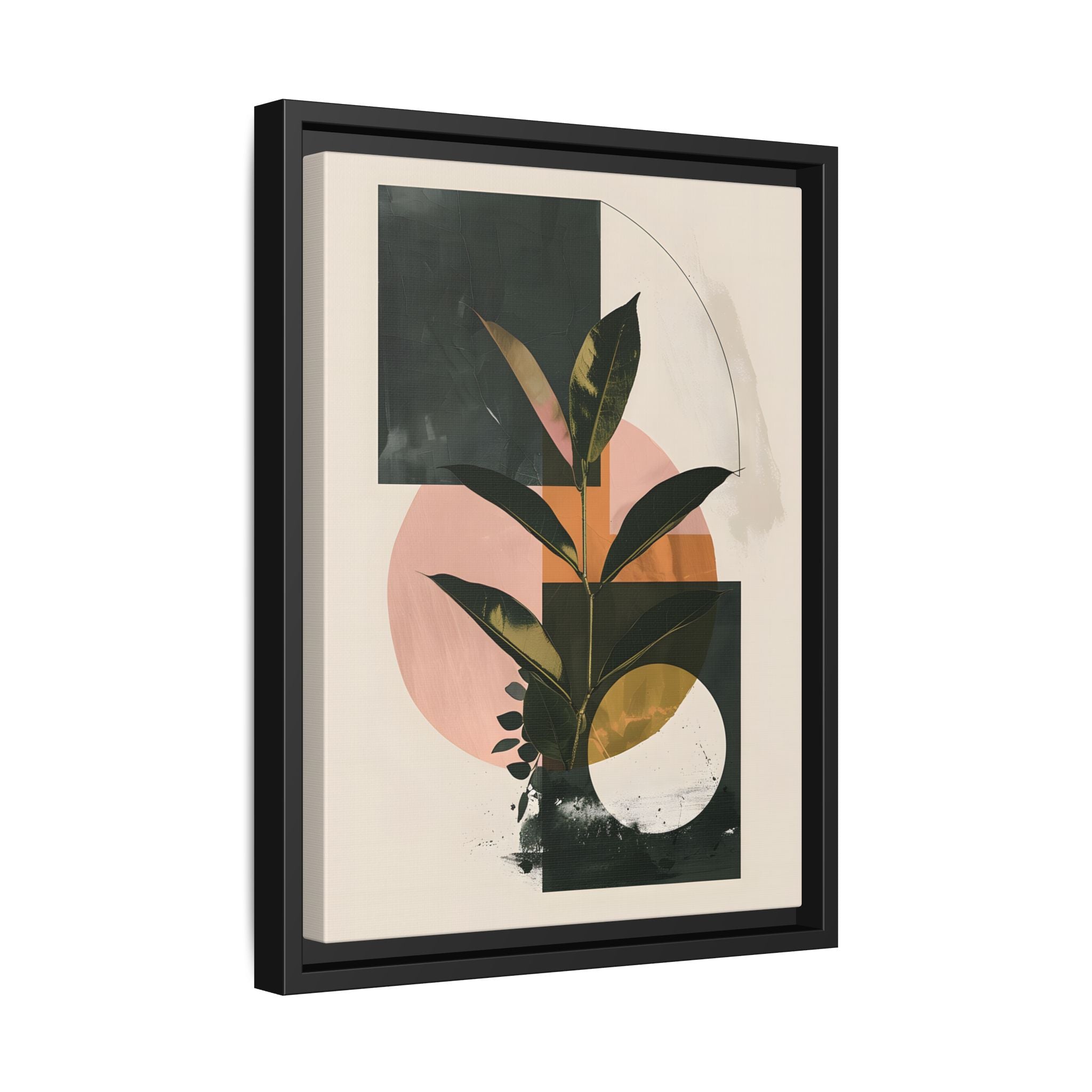 Framed Canvas - Blush Geometry Leafscape