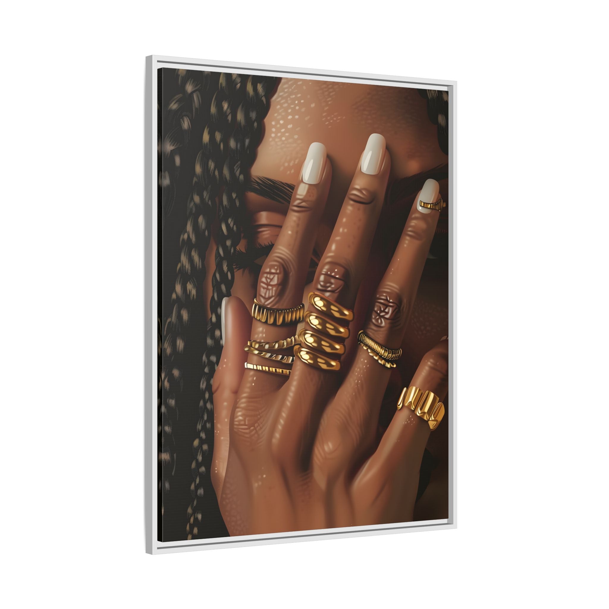 Framed Canvas - Braided Golden Ring Beauty