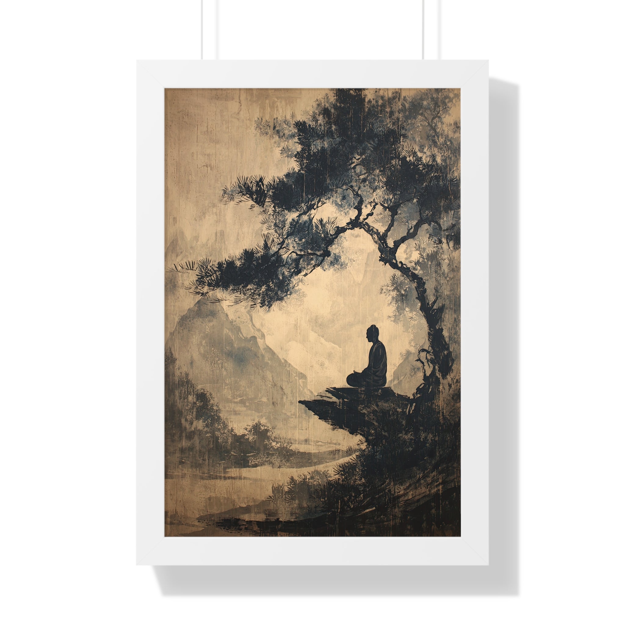 Framed Paper Print - Mountain Tree Zen Silence