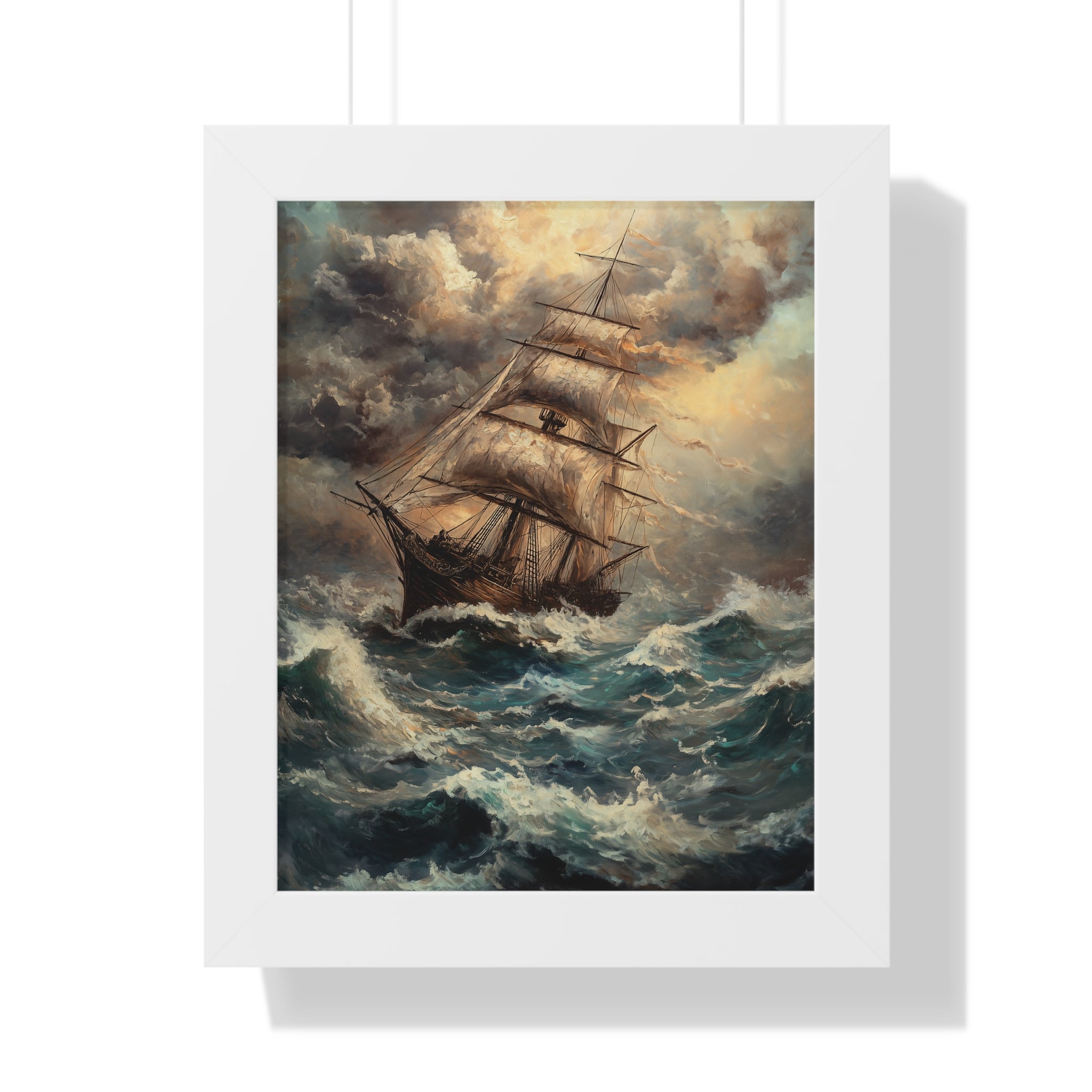 Framed Paper Print - Stormy Voyage Sailing Ship