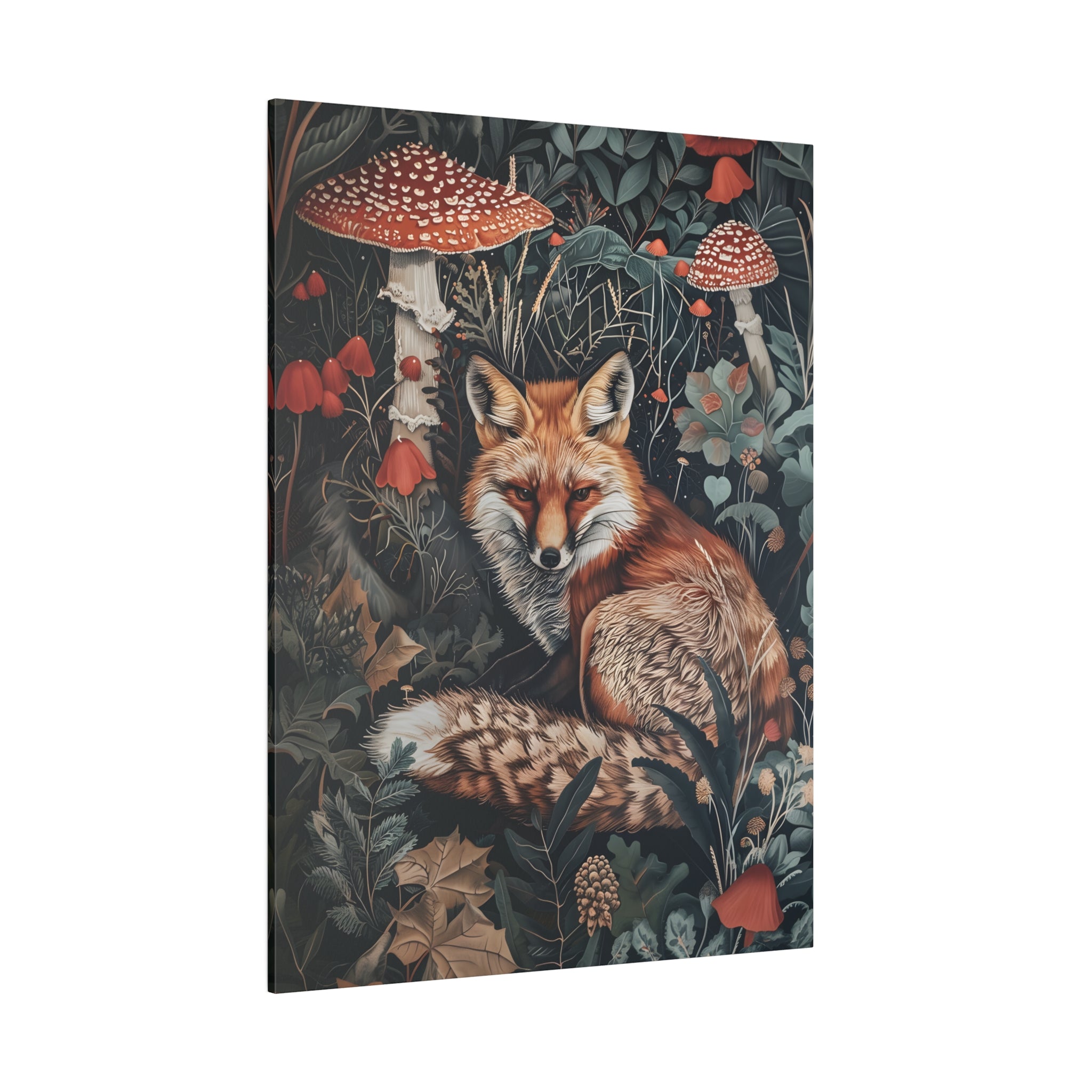 .75" Matte Canvas - Forest Fox with Mushrooms