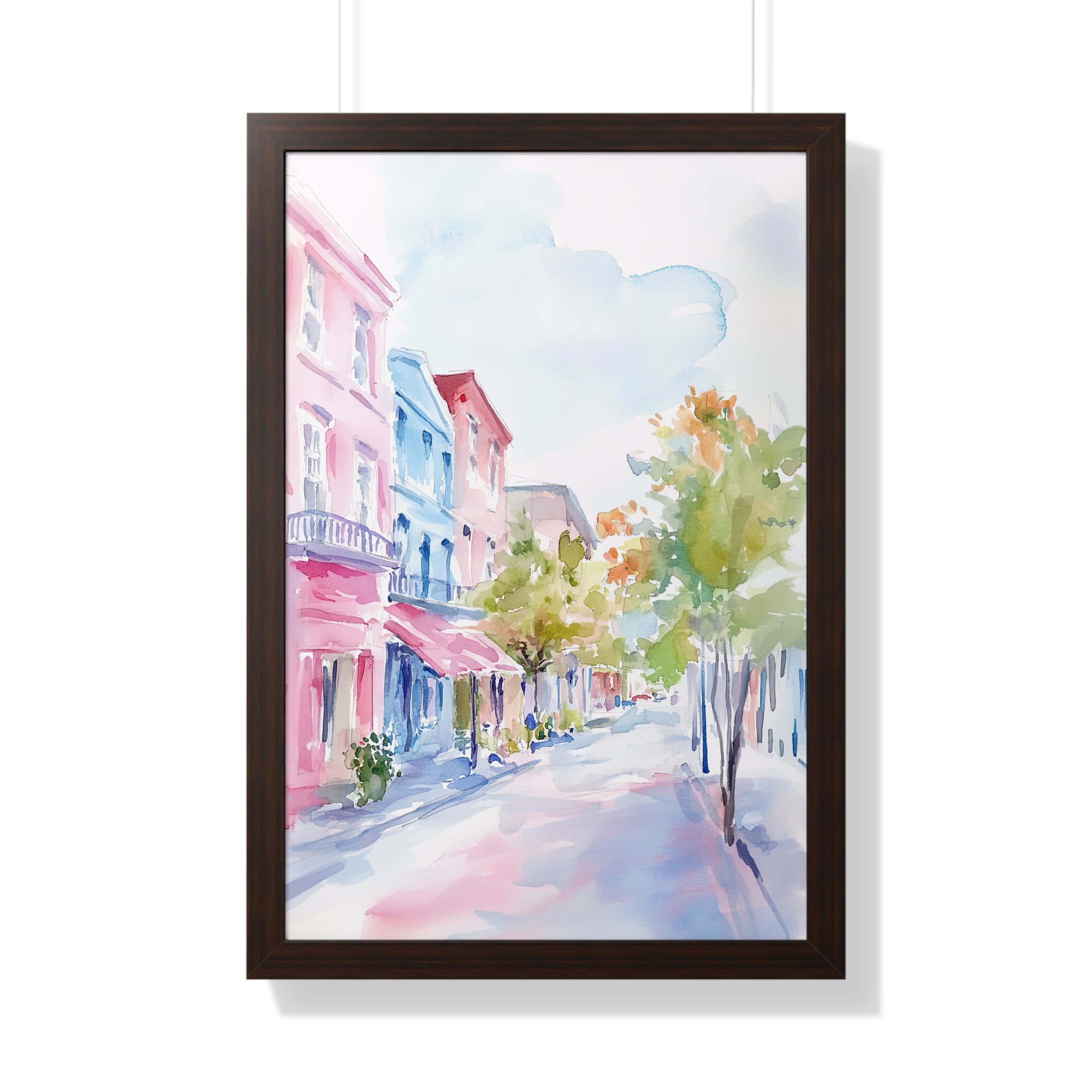 Framed Paper Print - Pastel Charleston Street Scene