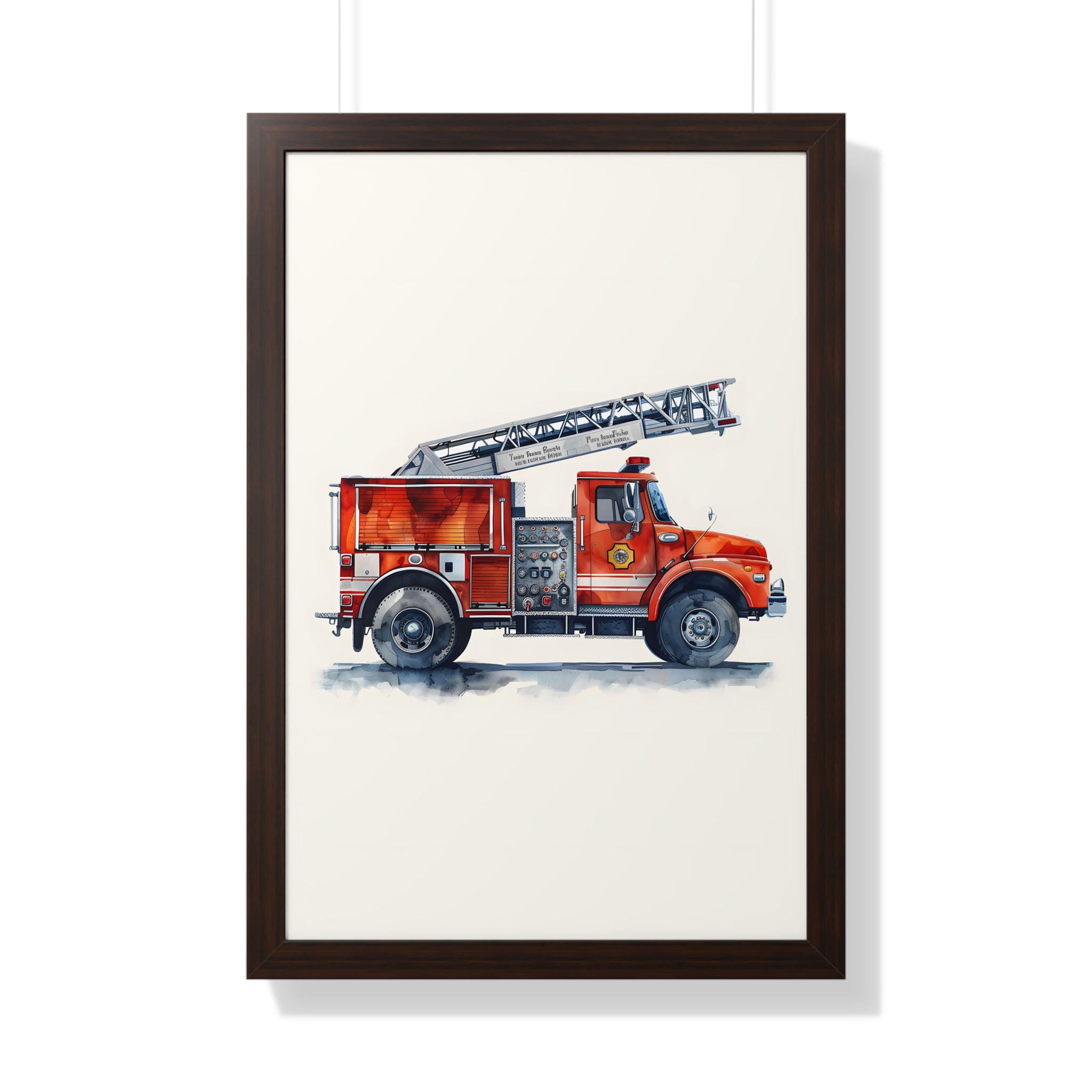 Framed Paper Print - Ladder Firetruck Nursery