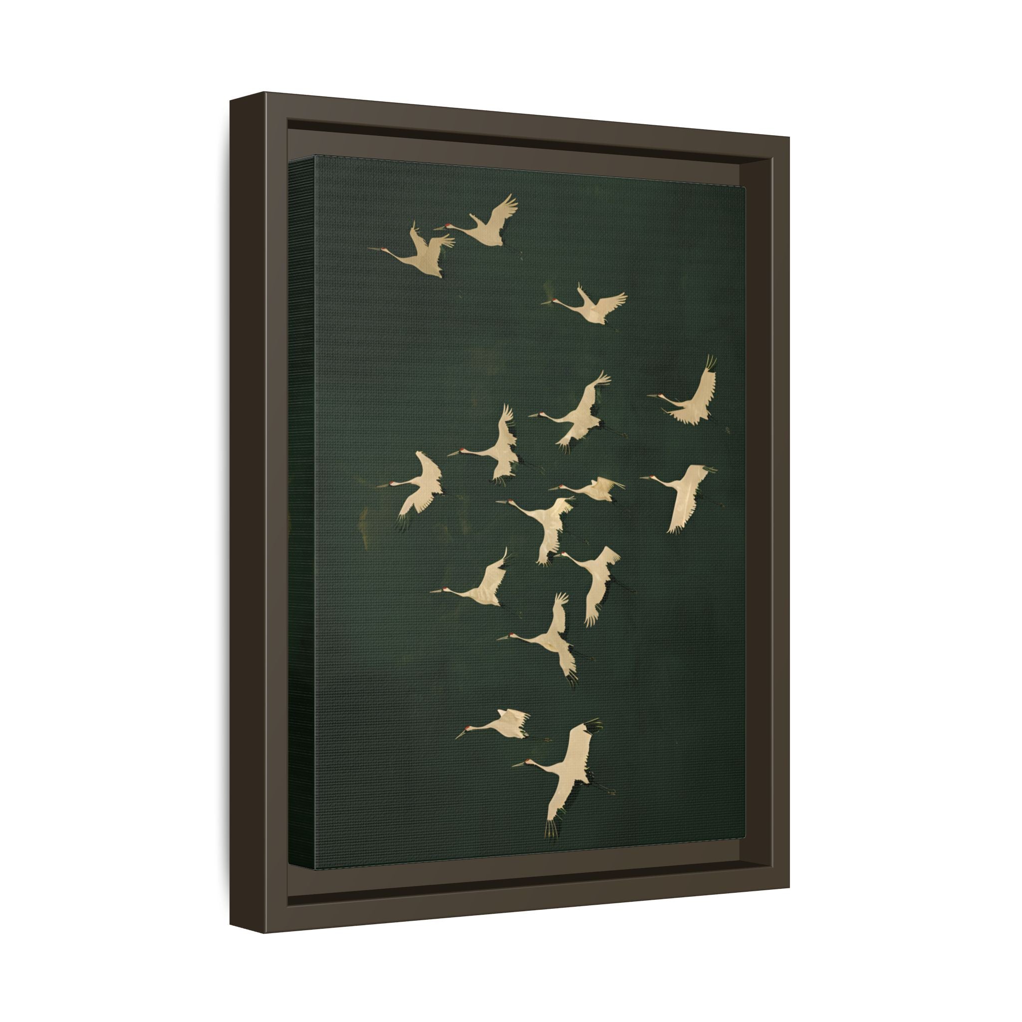 Framed Canvas - Emerald Sky Japanese Cranes