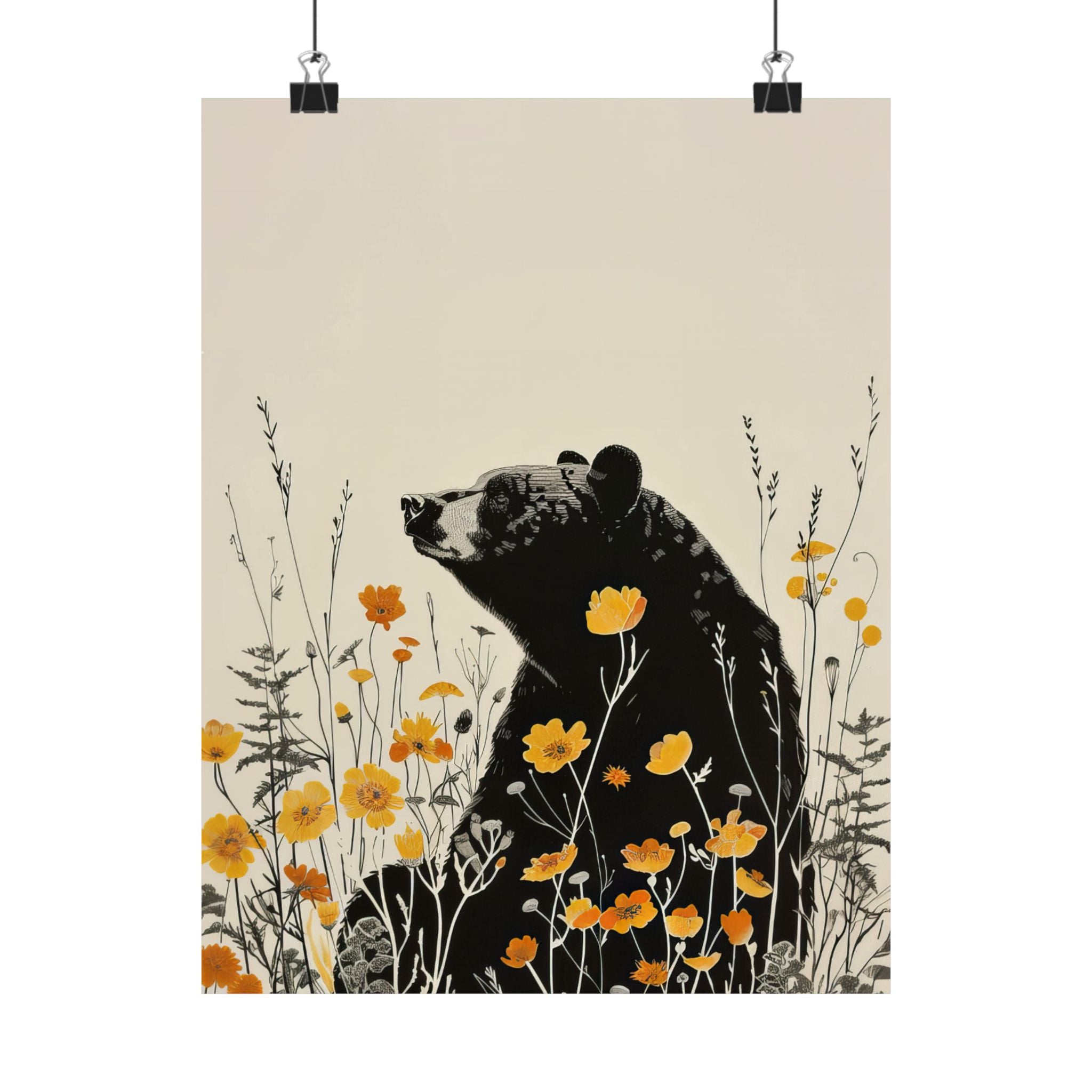 Black Bear in Wildflowers