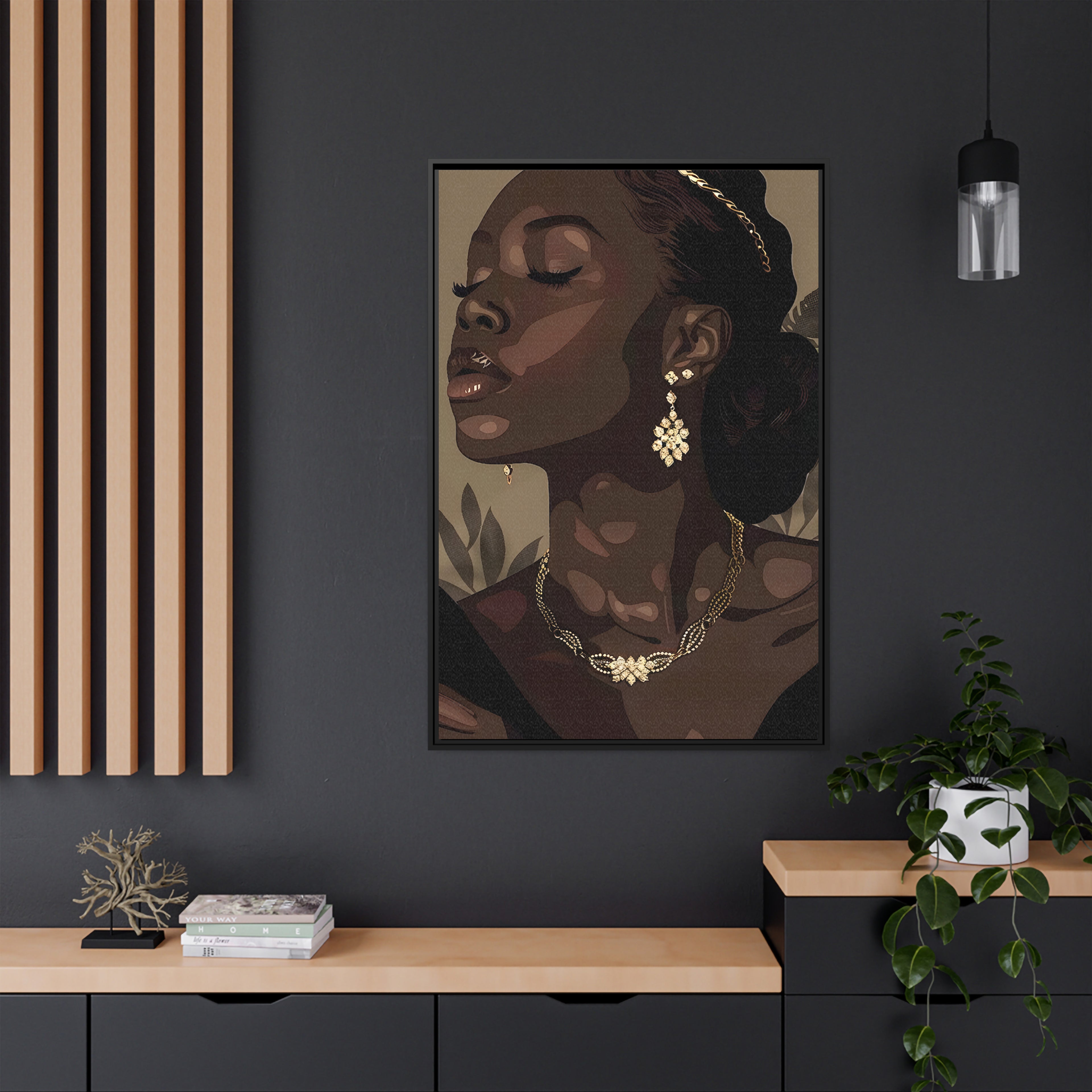 Framed Canvas - Golden Melanin Muse