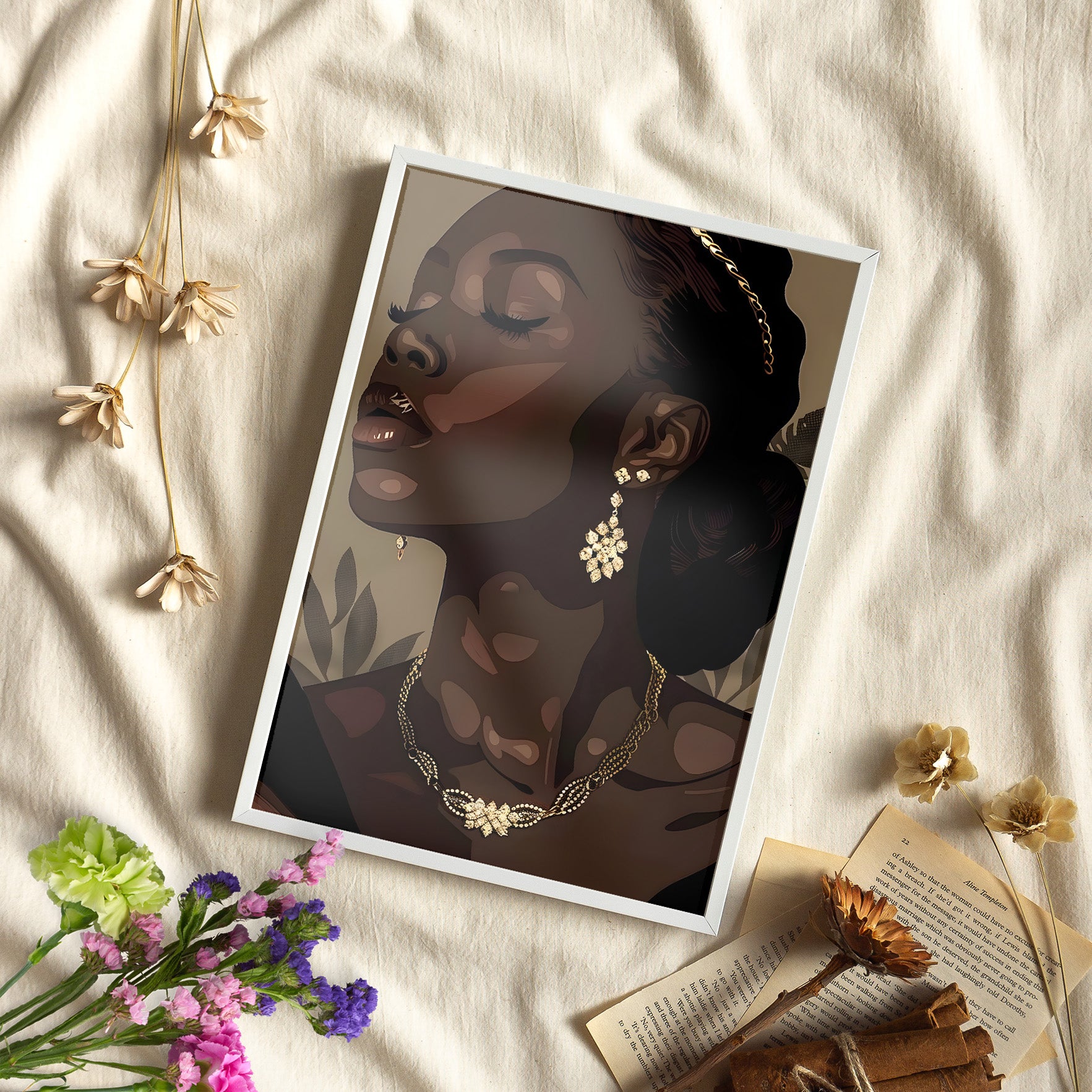 Framed Paper Print - Golden Melanin Muse