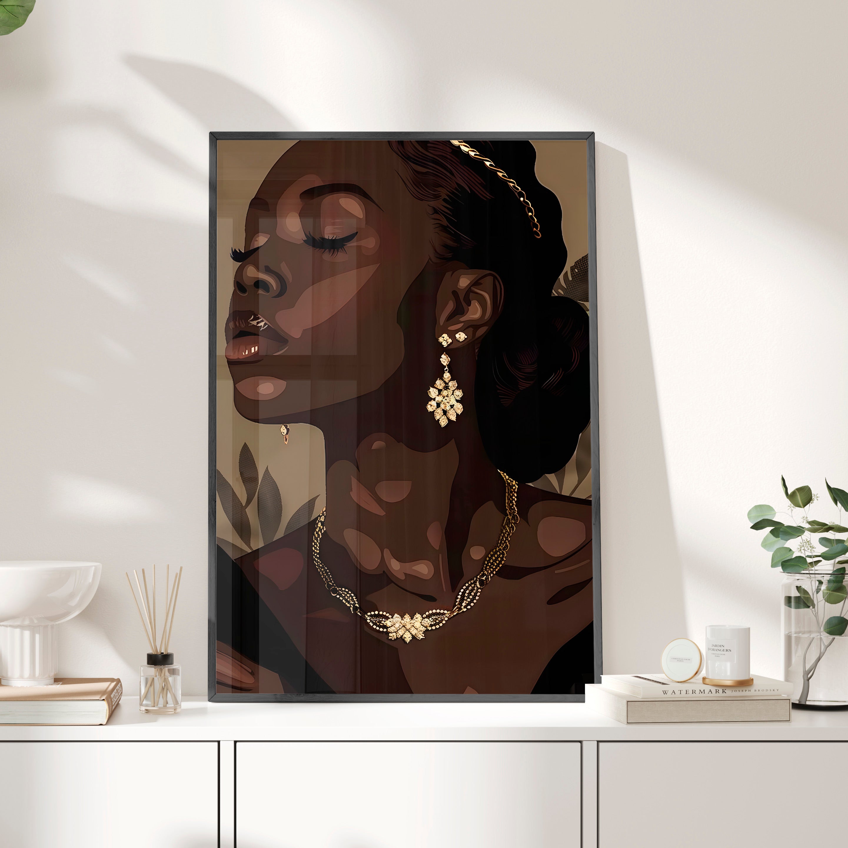 Framed Paper Print - Golden Melanin Muse