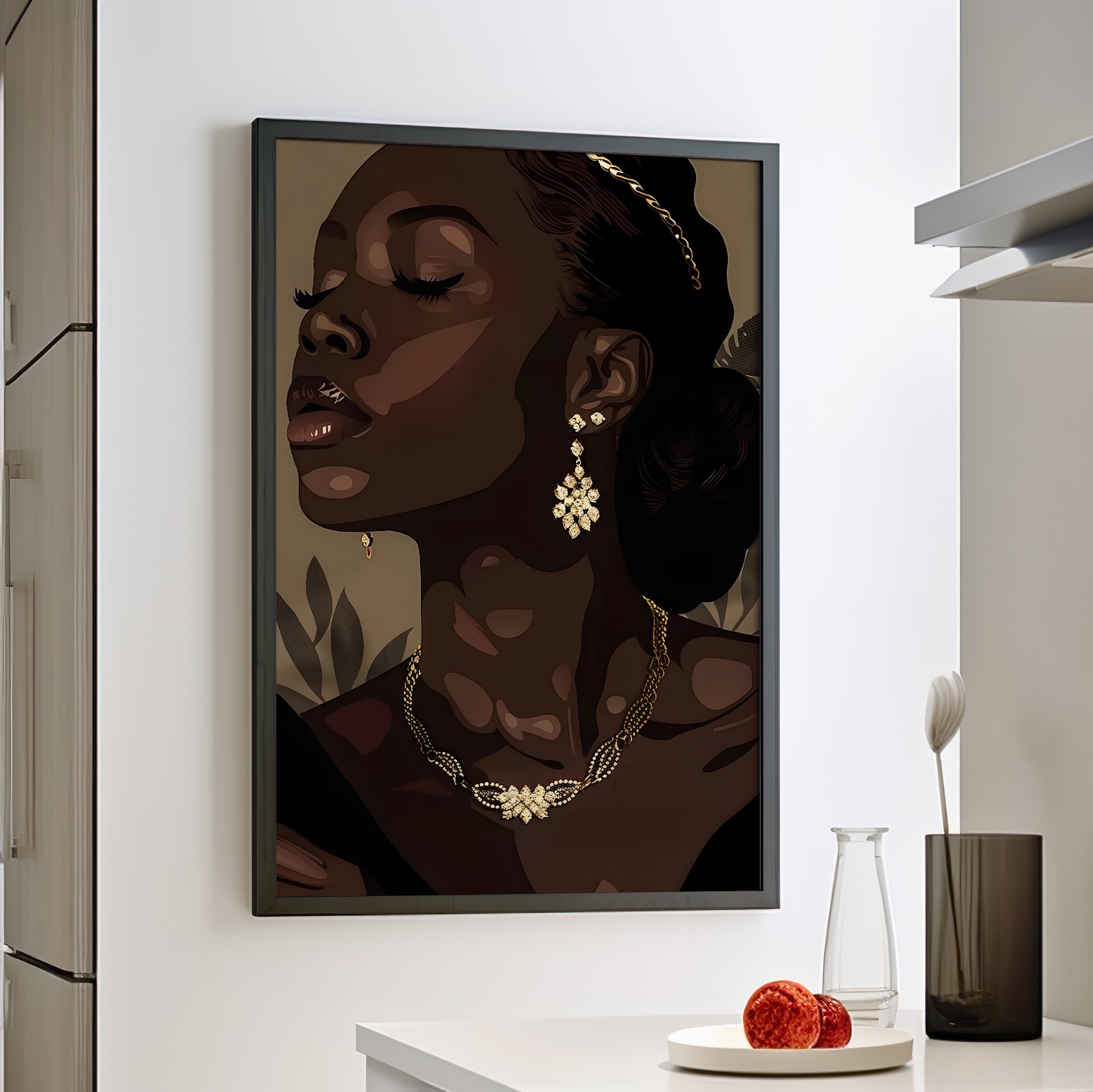 Framed Paper Print - Golden Melanin Muse