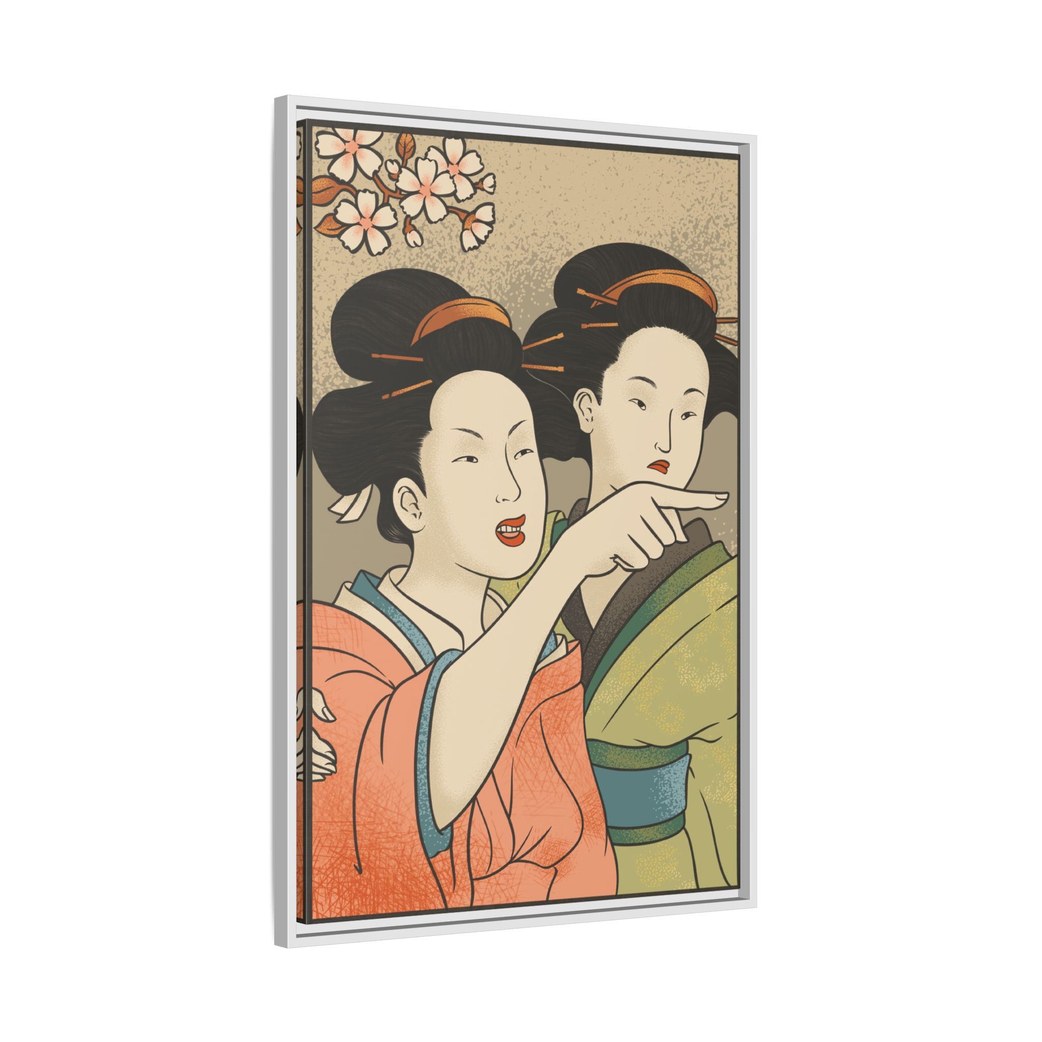 Framed Canvas - Japanese Woman Yells at Cat
