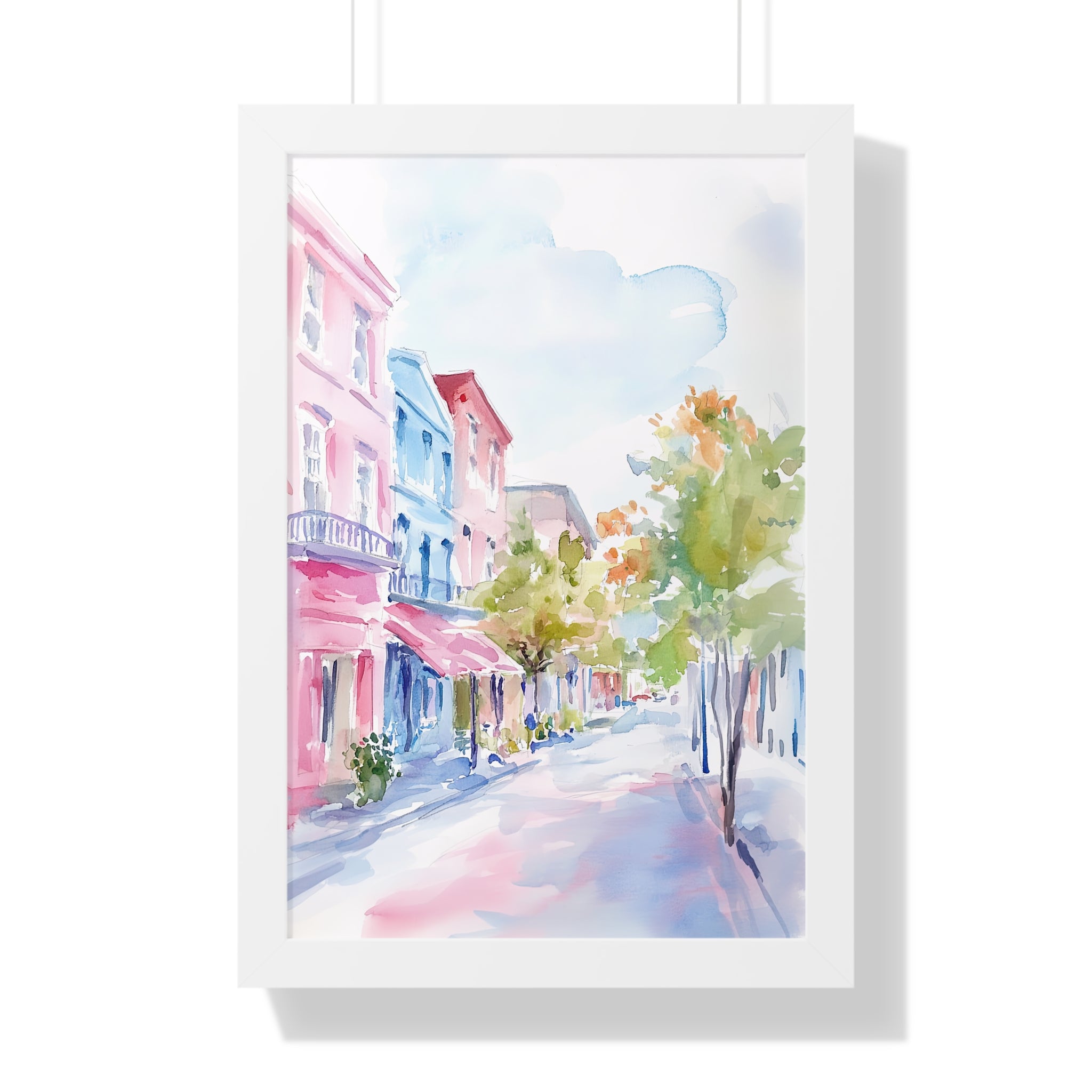 Framed Paper Print - Pastel Charleston Street Scene
