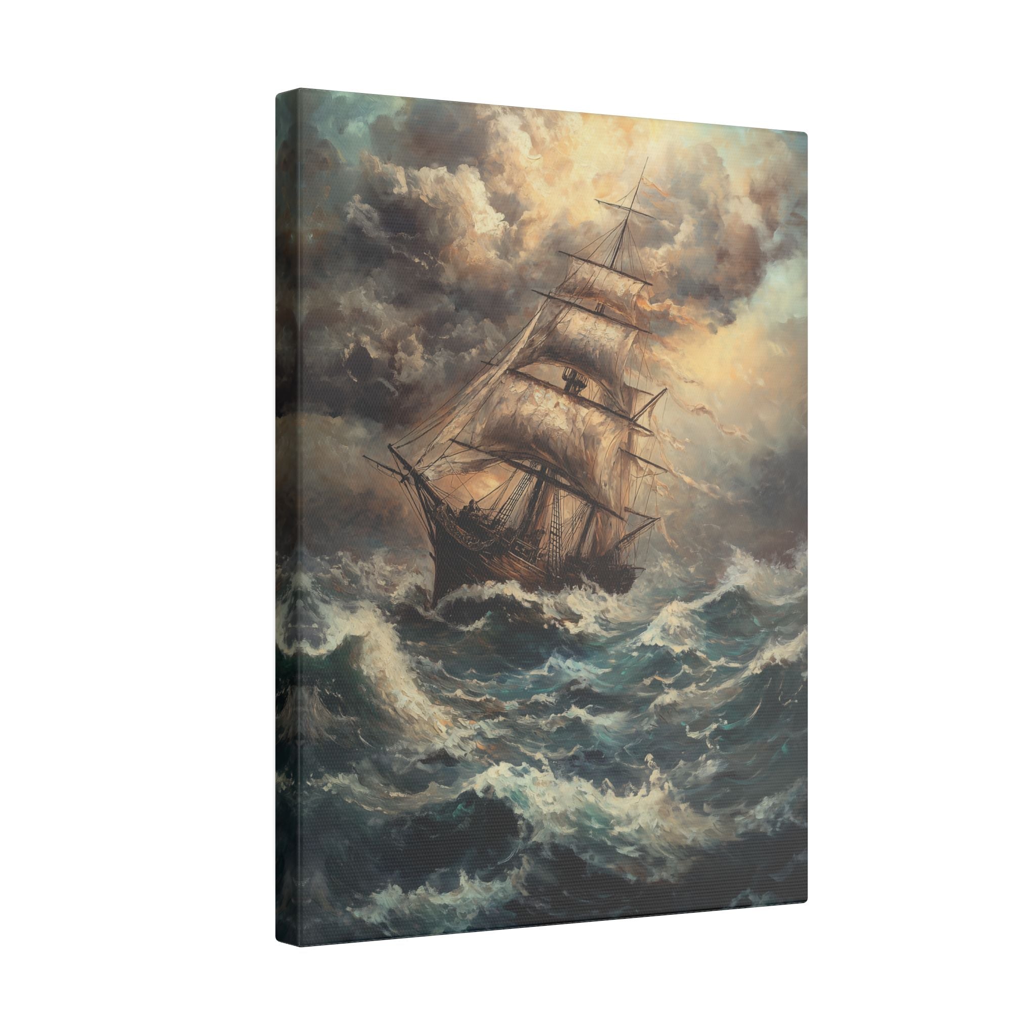 .75" Matte Canvas - Stormy Voyage Sailing Ship