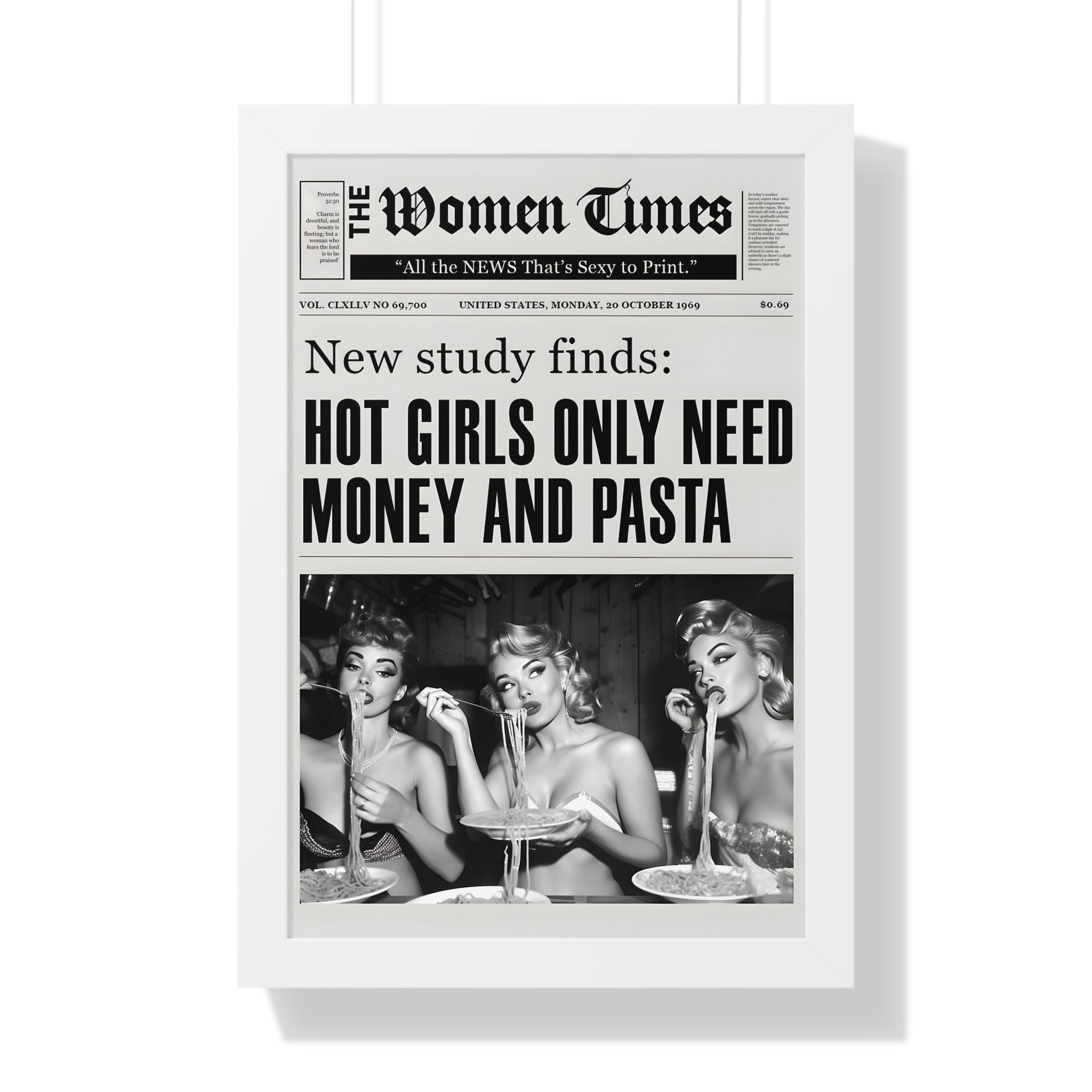 Framed Paper Print - Retro Pasta Gazette