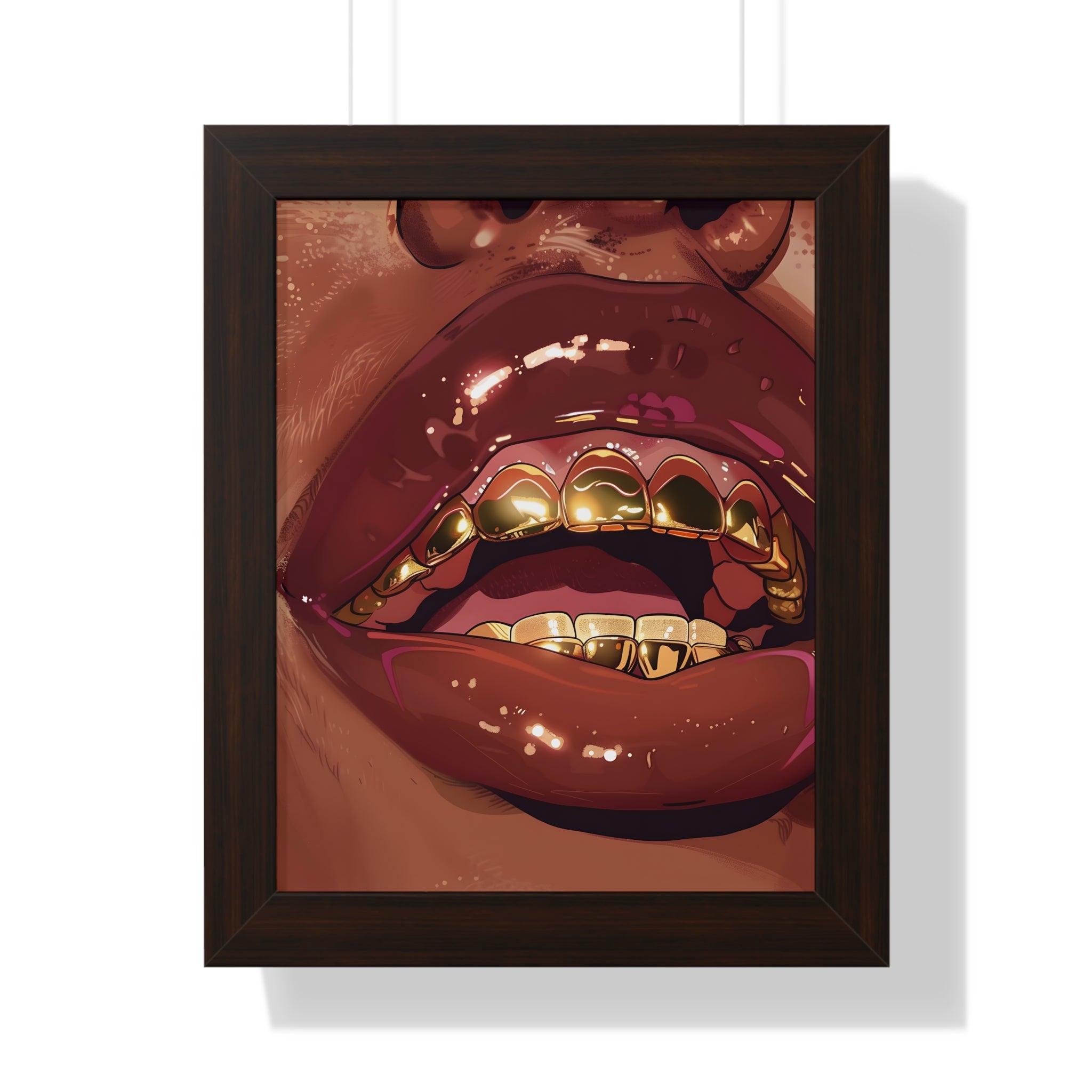 Framed Paper Print - Gold Grills Glam Closeup