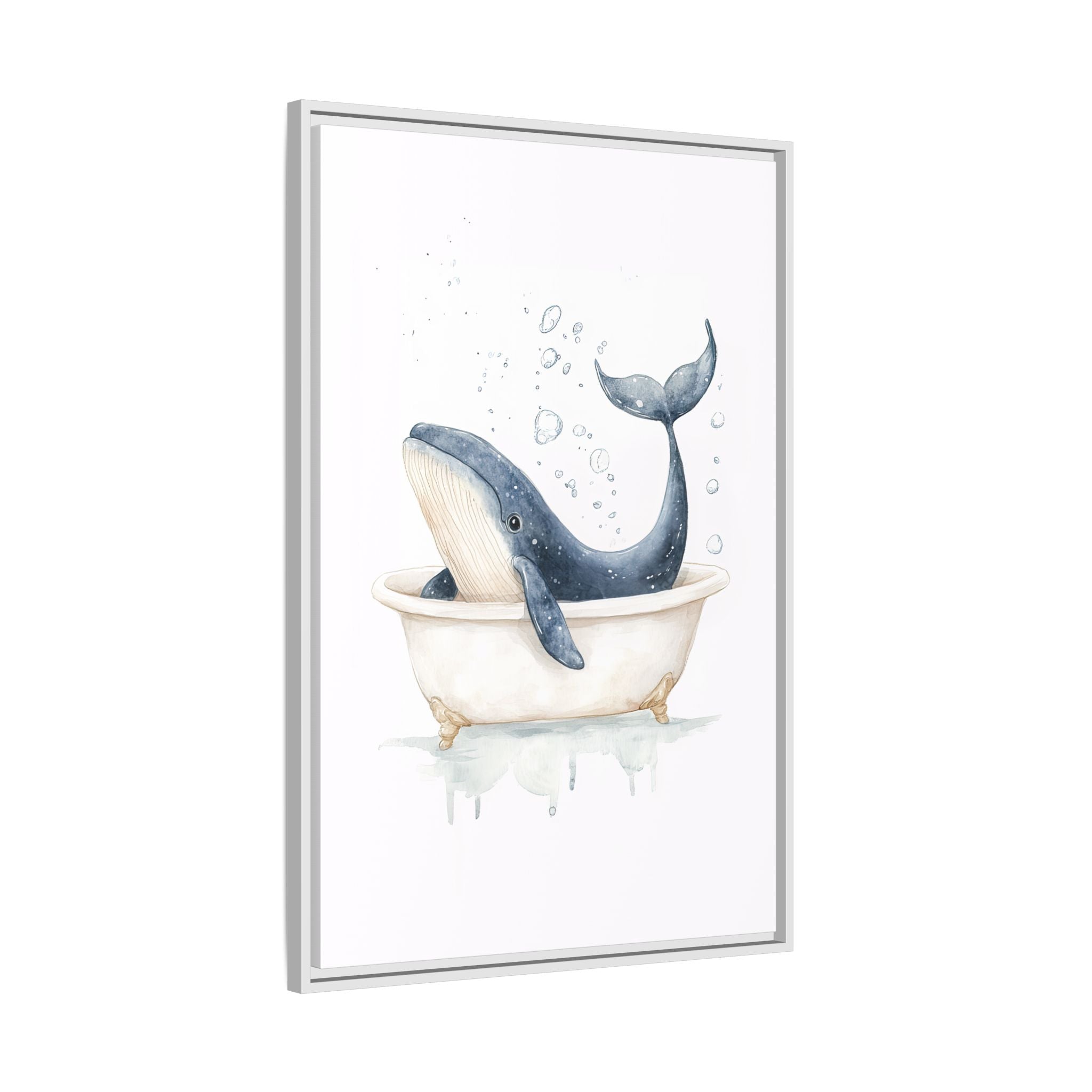 Framed Canvas - Whale Tub Bubble Splash