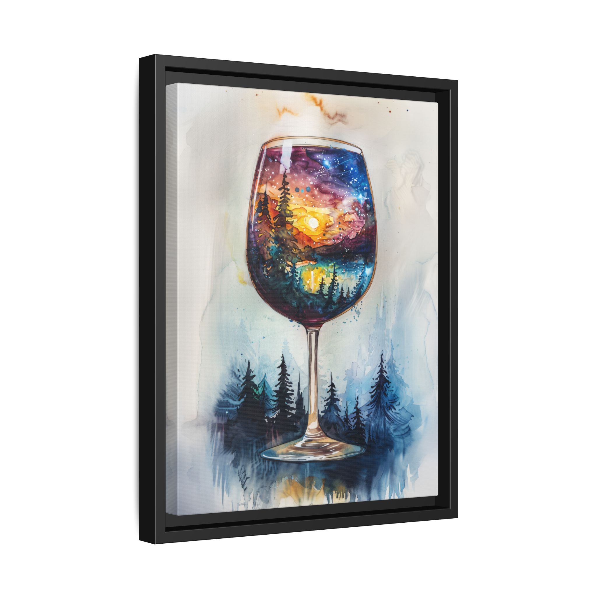 Framed Canvas - Galaxy Within the Wine Glass