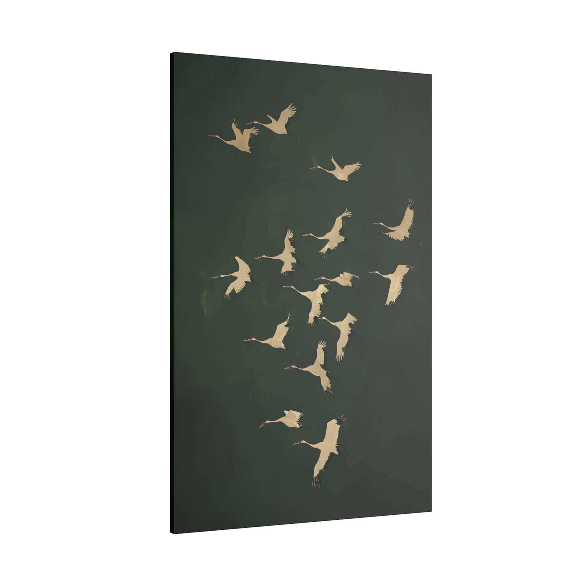 .75" Matte Canvas - Emerald Sky Japanese Cranes