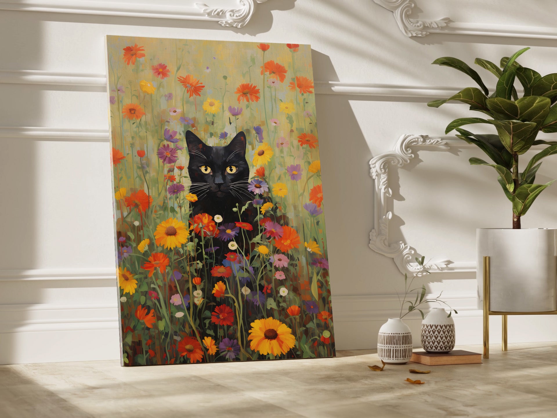 .75" Matte Canvas - Feline Floral Fantasia