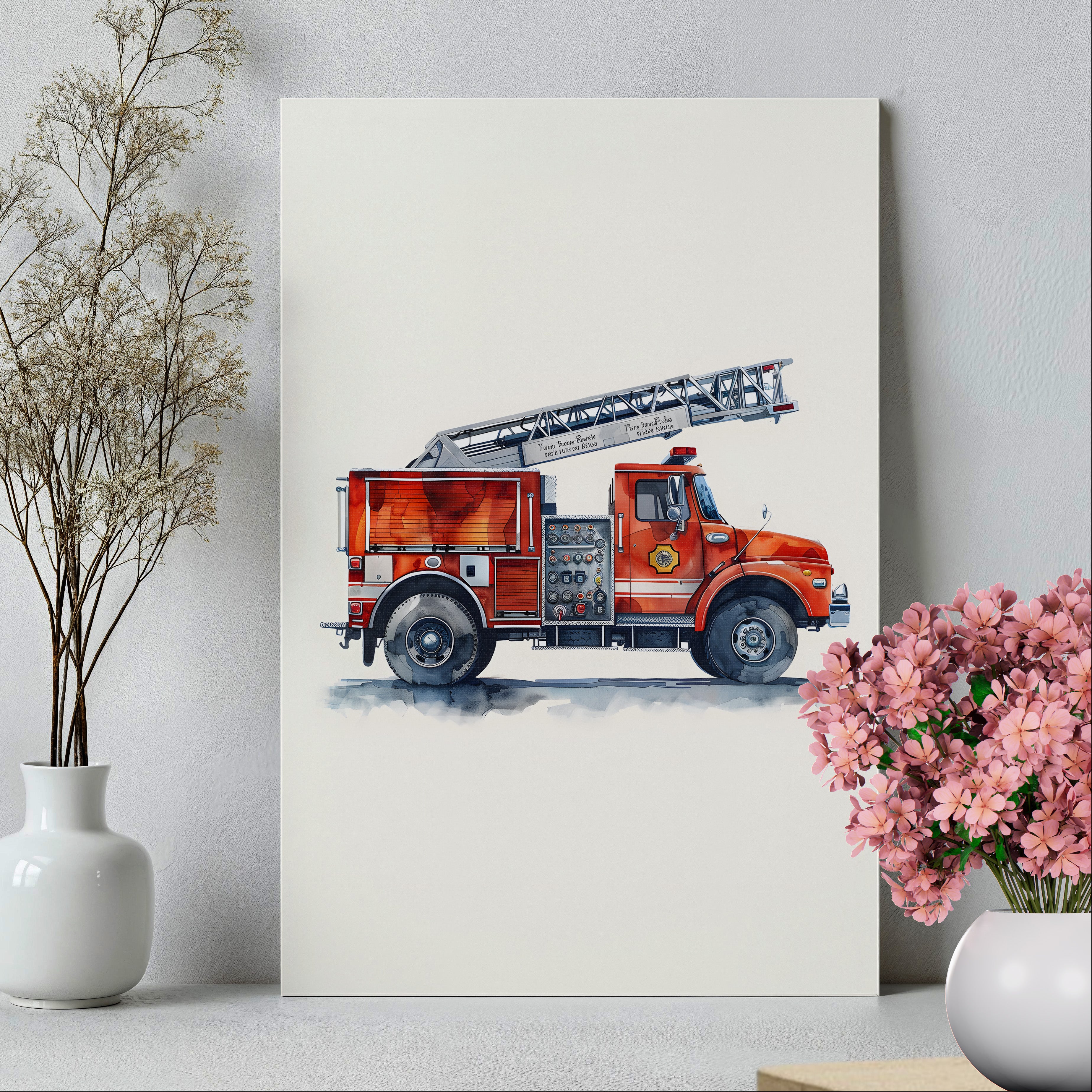 1.25" Matte Canvas - Ladder Firetruck Nursery