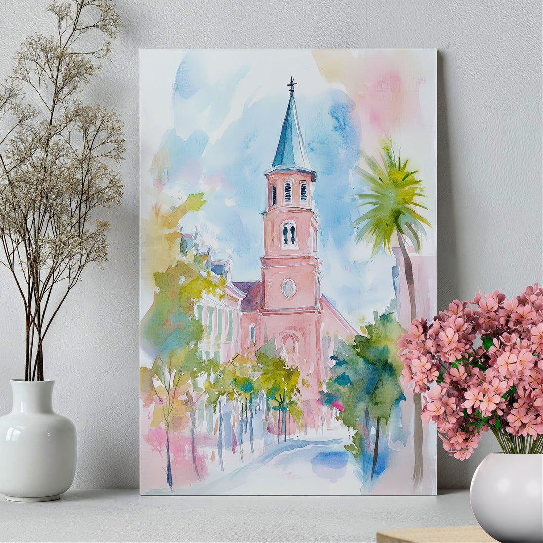 .75" Matte Canvas - Charleston Steeple in Pastel Haze