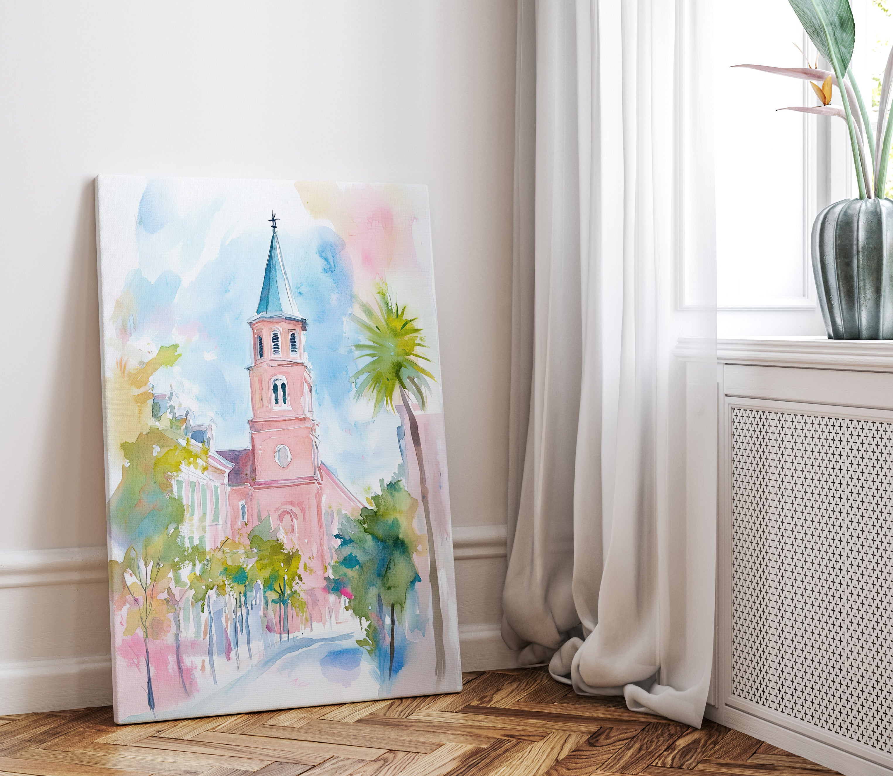 .75" Matte Canvas - Charleston Steeple in Pastel Haze