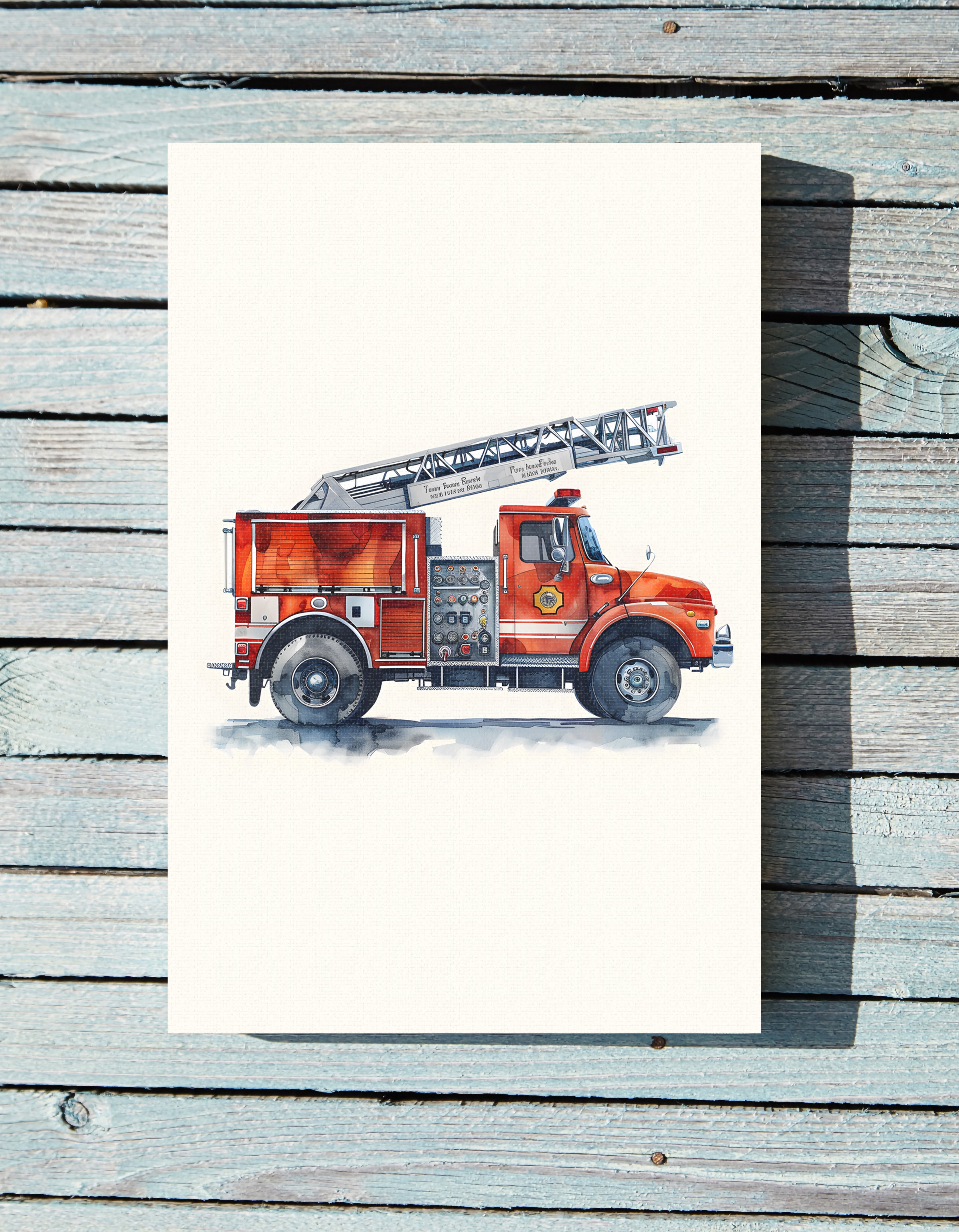 1.25" Matte Canvas - Ladder Firetruck Nursery