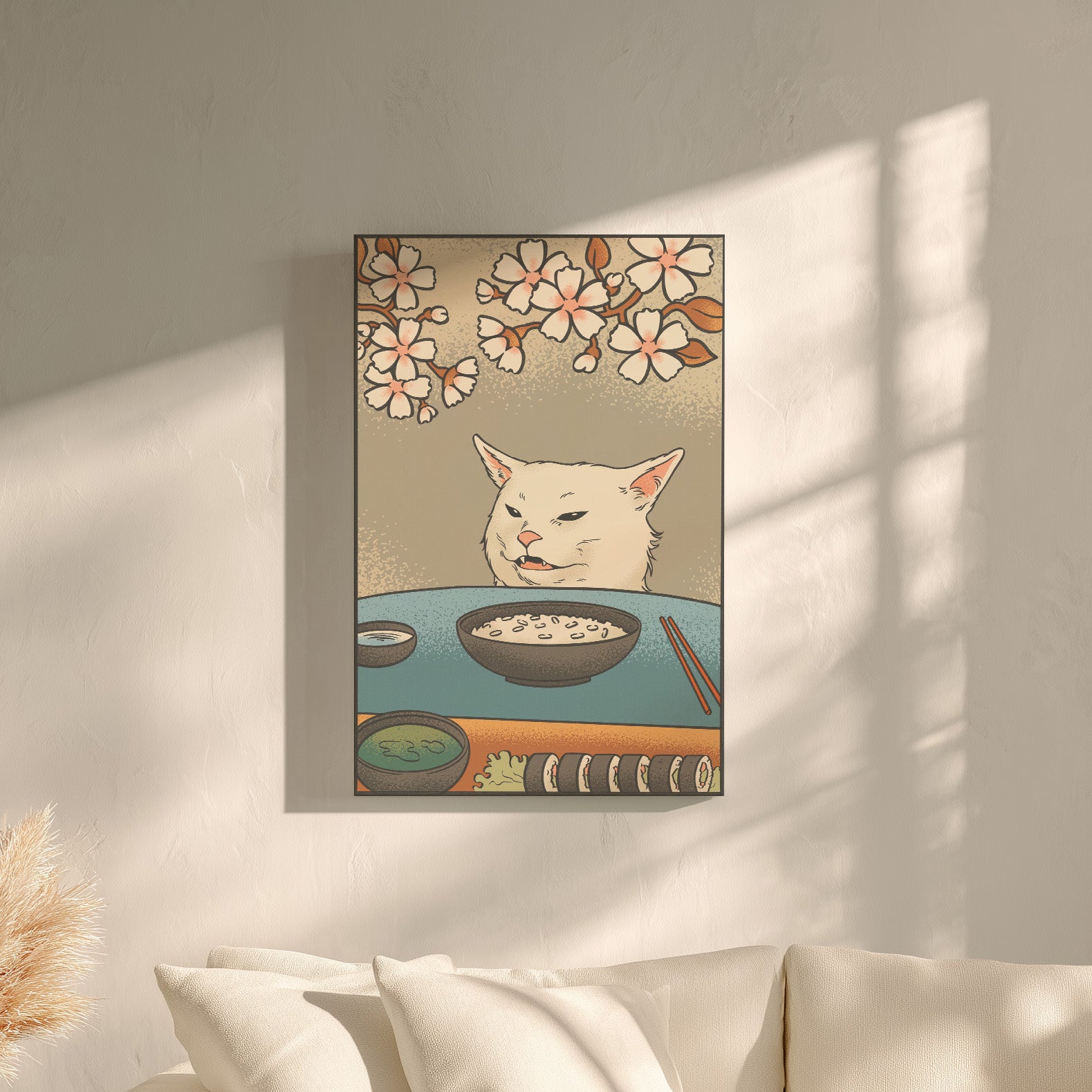 1.25" Matte Canvas - Unimpressed Cat Meme Ukiyo-e