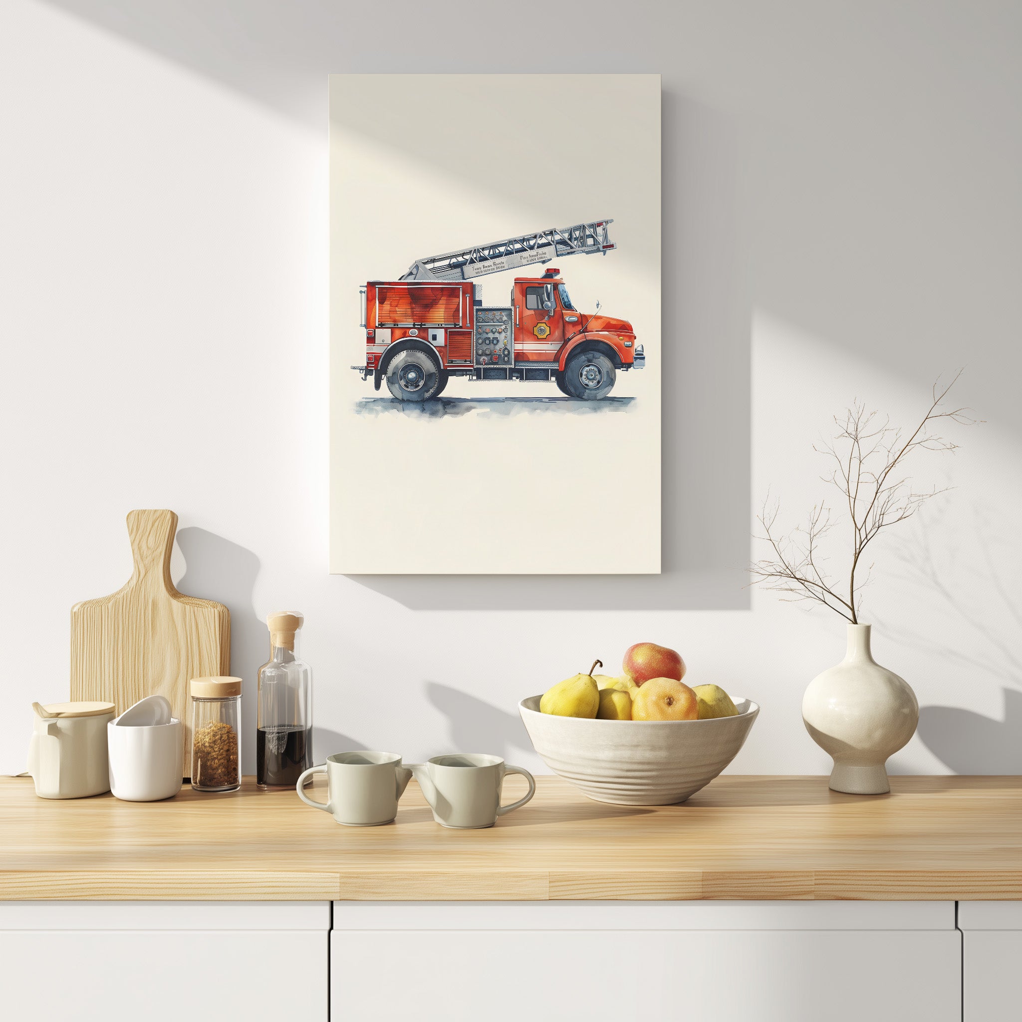 1.25" Matte Canvas - Ladder Firetruck Nursery