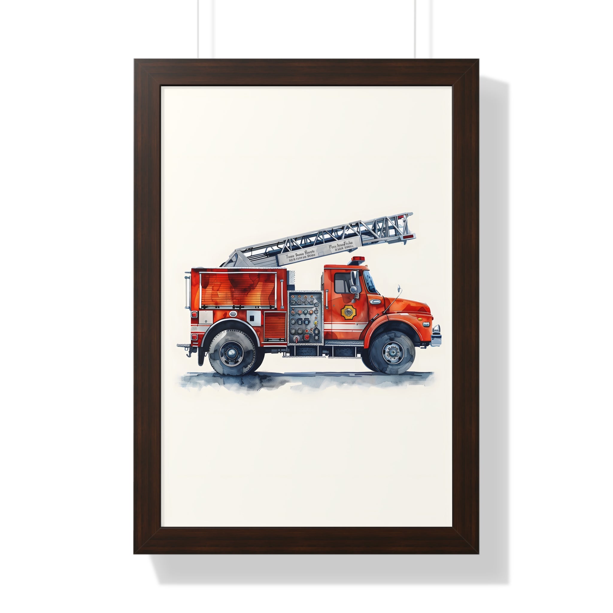 Framed Paper Print - Ladder Firetruck Nursery