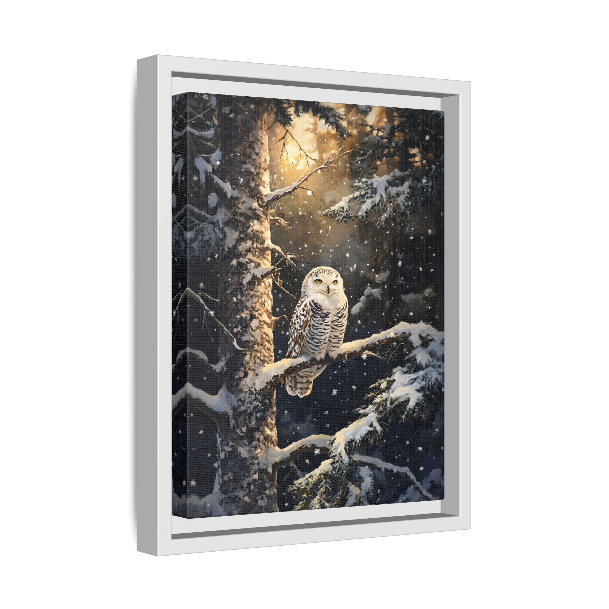 Framed Canvas - Silent Gaze Snow Owl