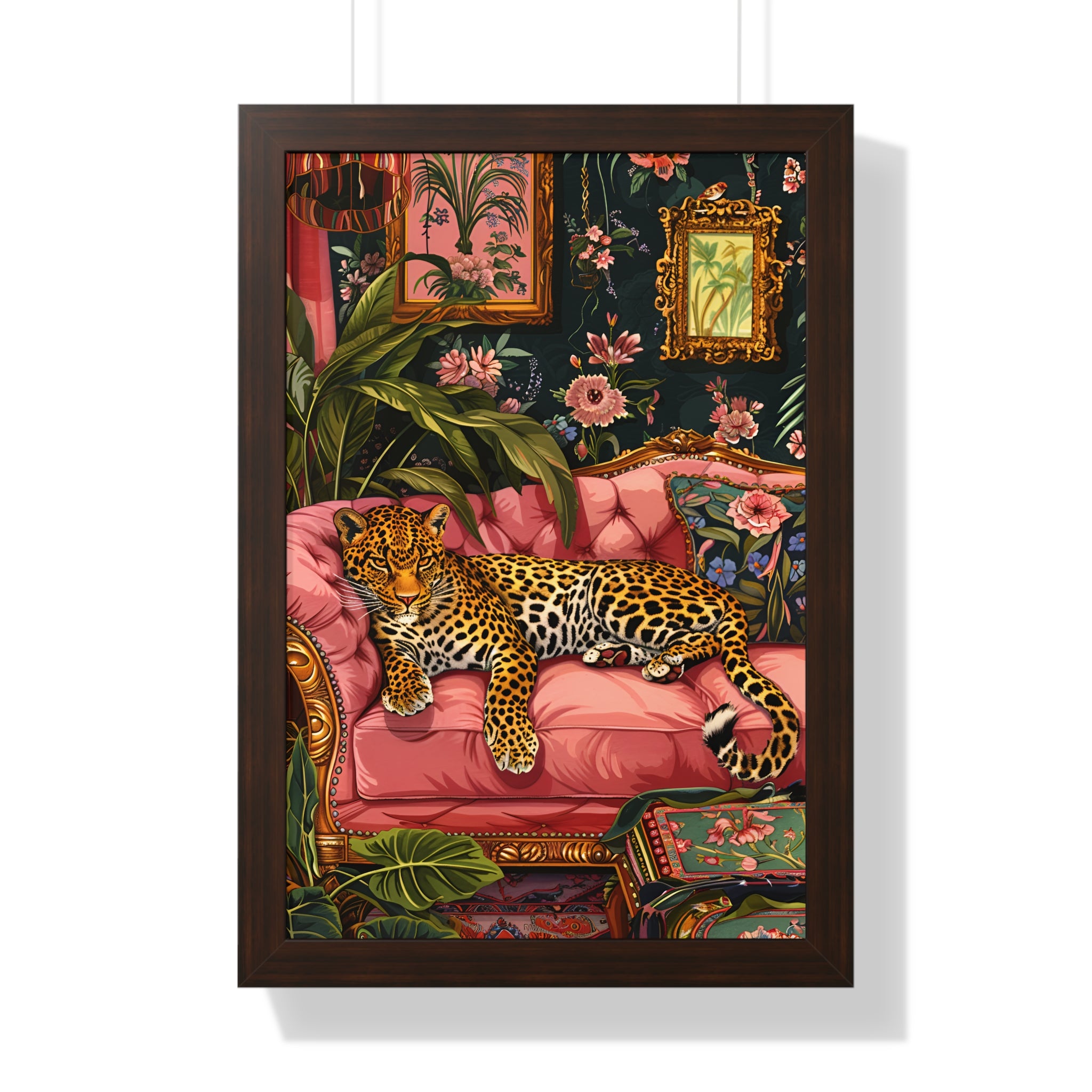 Framed Paper Print - Leopard Lounge in Bloom